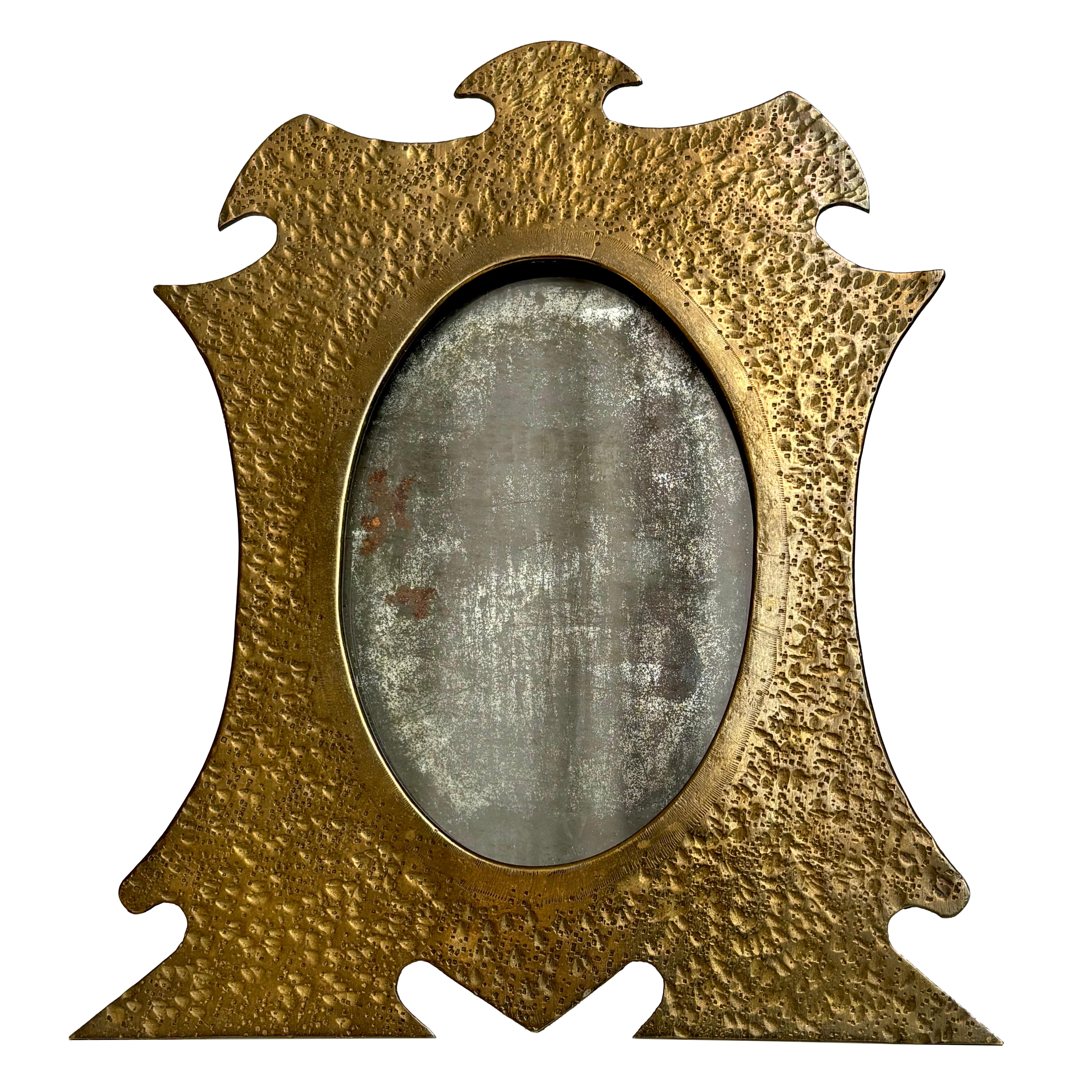 Arts and Crafts Hammered Brass Picture Frame, 1900s