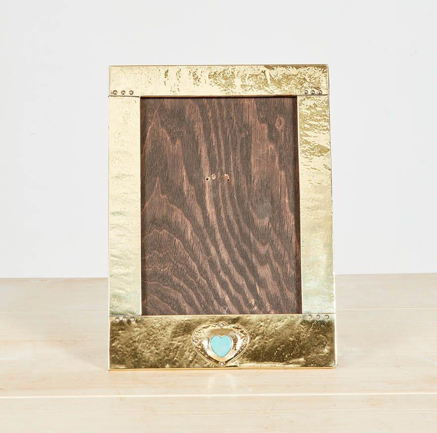Arts and Crafts Hammered Brass Picture Frame In Good Condition For Sale In Greenwich, CT