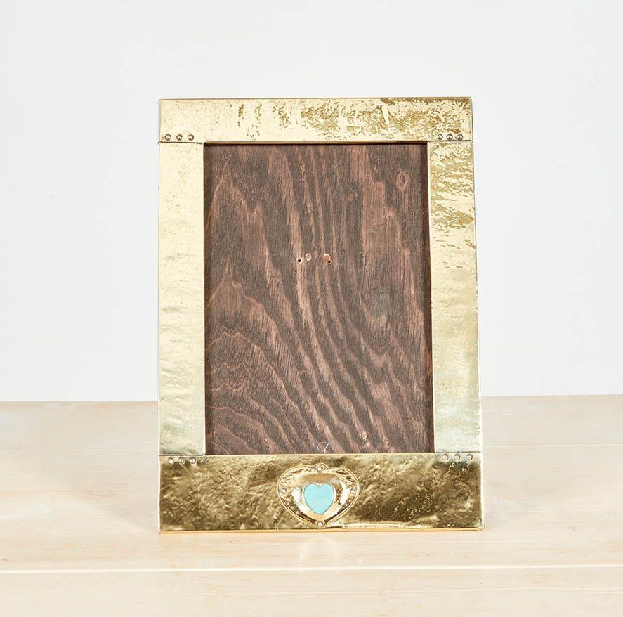 Arts and Crafts Hammered Brass Picture Frame For Sale 1