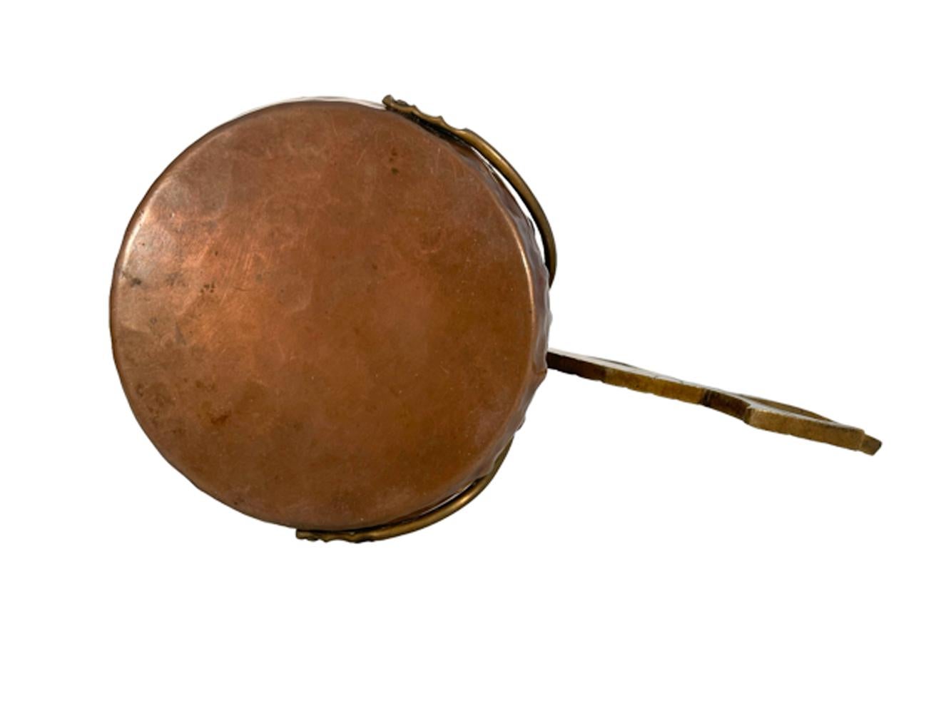Arts and Crafts Hammered Copper and Cut Brass Grasshopper Cigar Cutter / Ashtray In Good Condition In Nantucket, MA