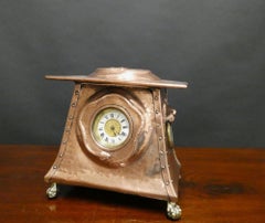 Arts and Crafts Hammered Copper Mantel Clock