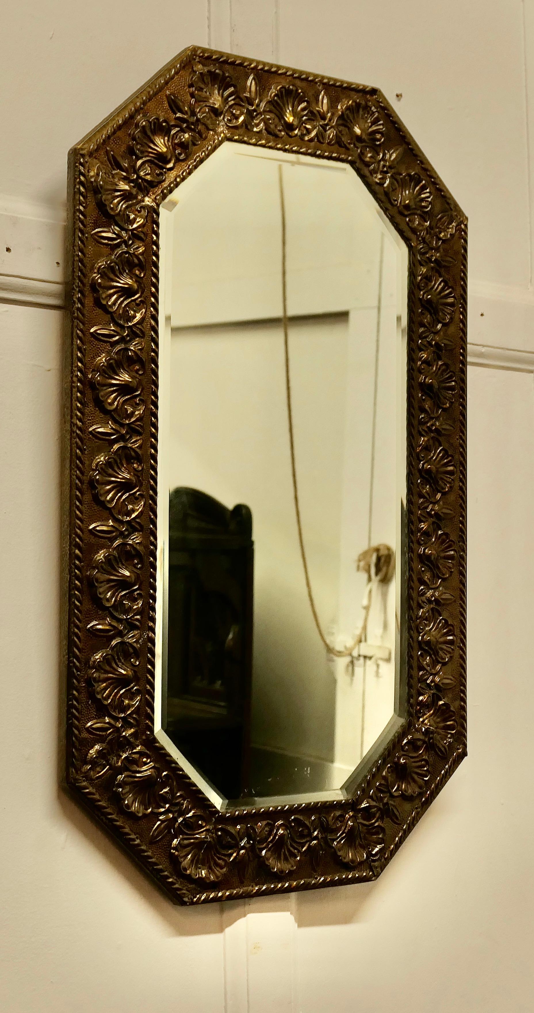 Arts and Crafts Hand Beaten Brass Mirror In Good Condition In Godshill, Isle of Wight