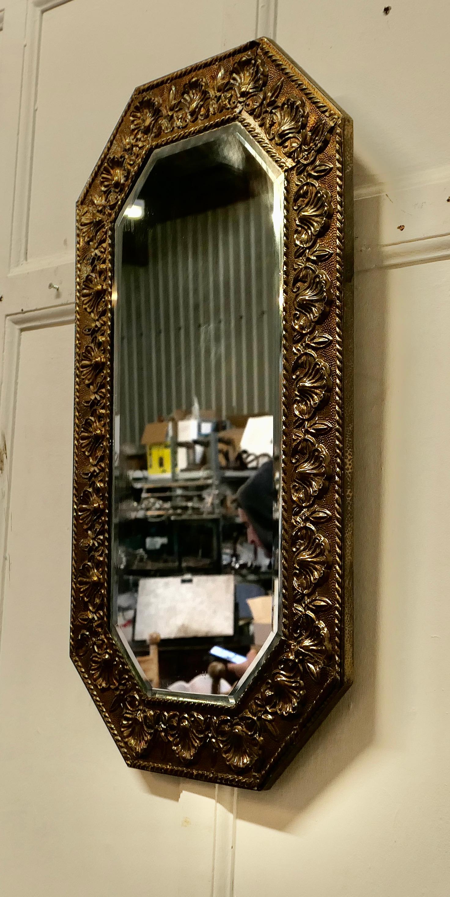 Early 20th Century Arts and Crafts Hand Beaten Brass Mirror
