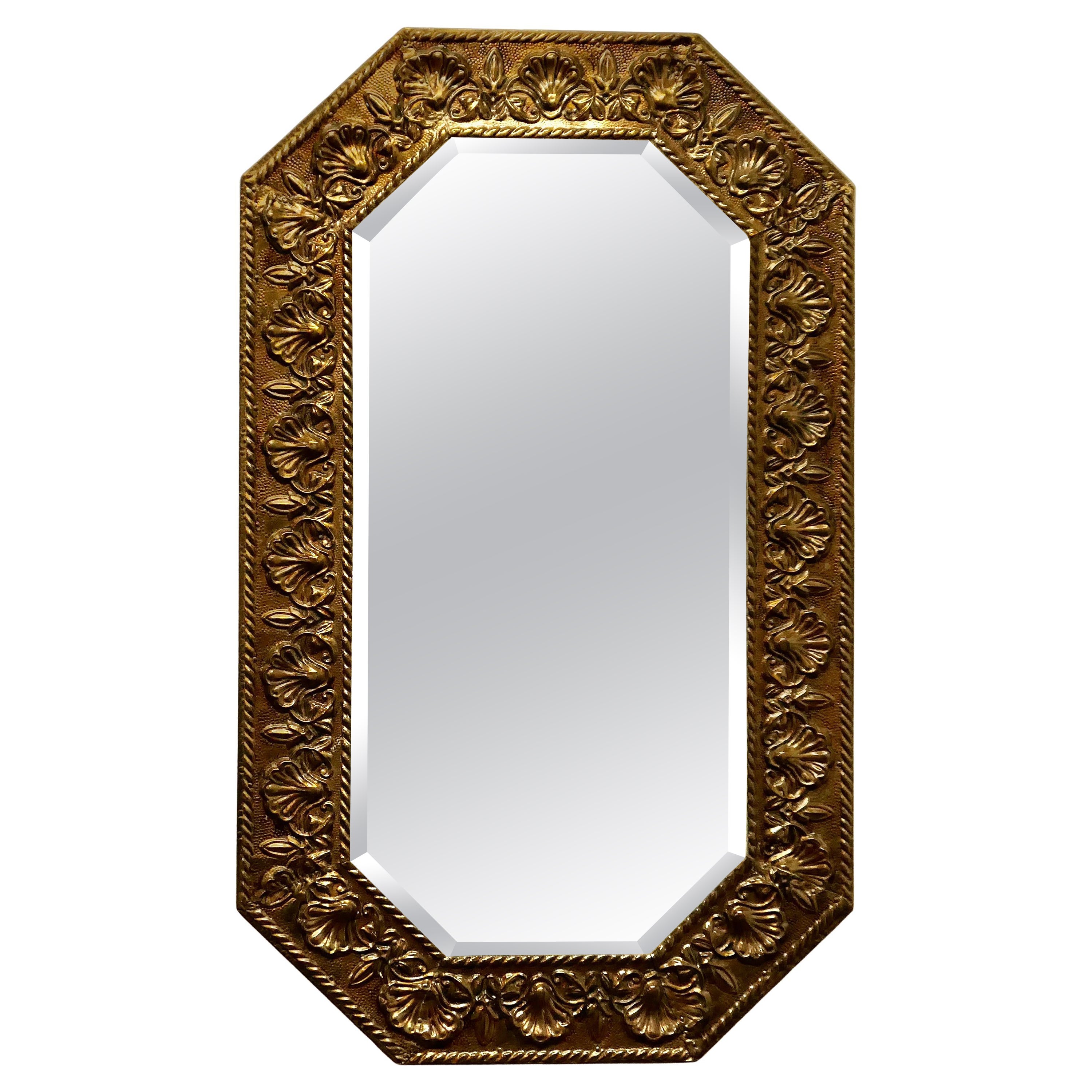 Arts and Crafts Hand Beaten Brass Mirror