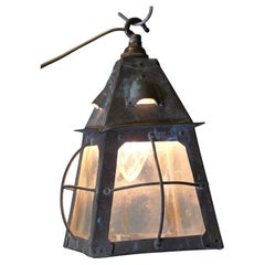 Arts and Crafts Hand Beaten Copper Hall Lantern Ceiling Light