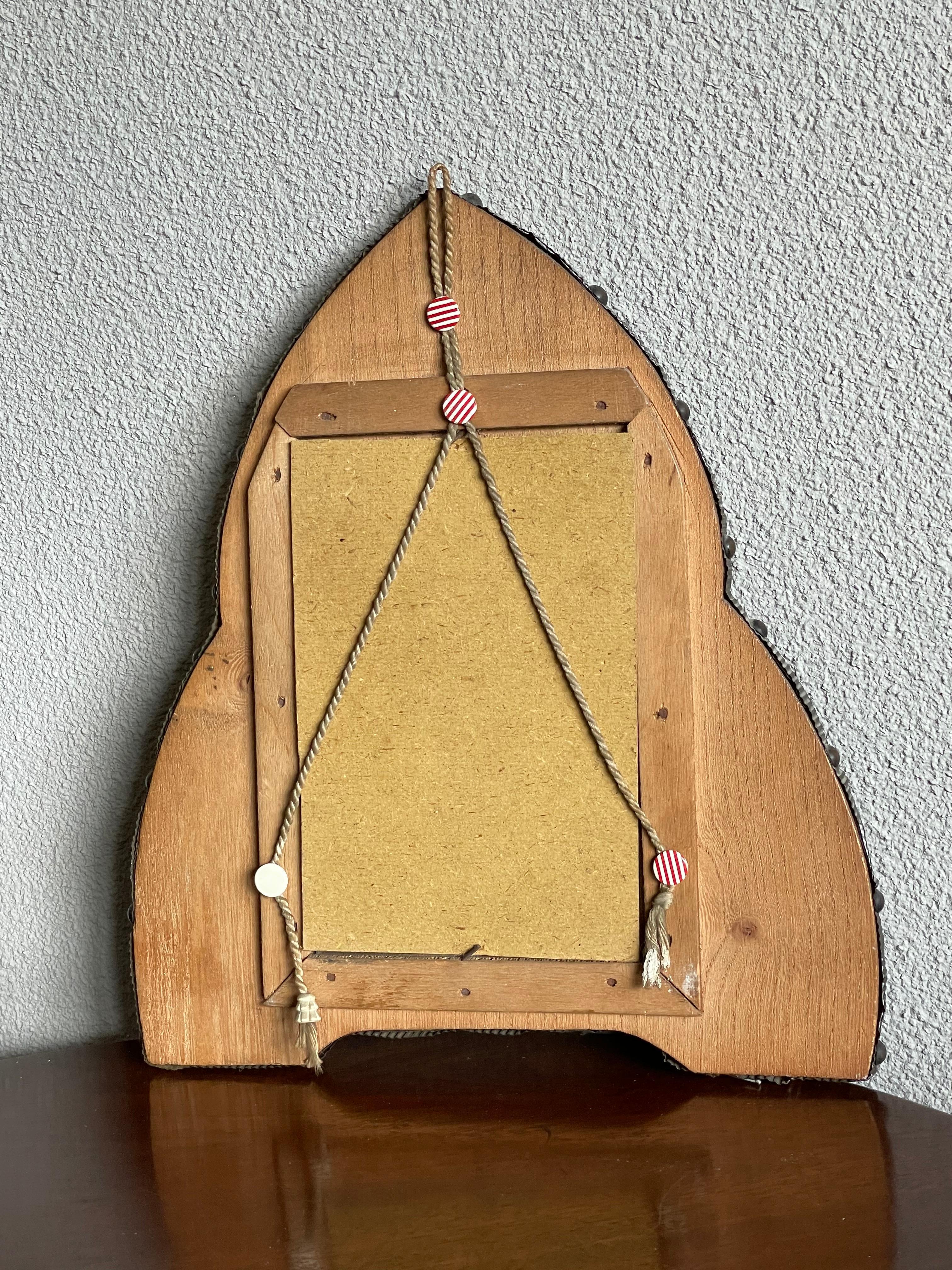 Arts and Crafts Hand Hammered & Embossed Copper Table and Wall Picture Frame Set 2