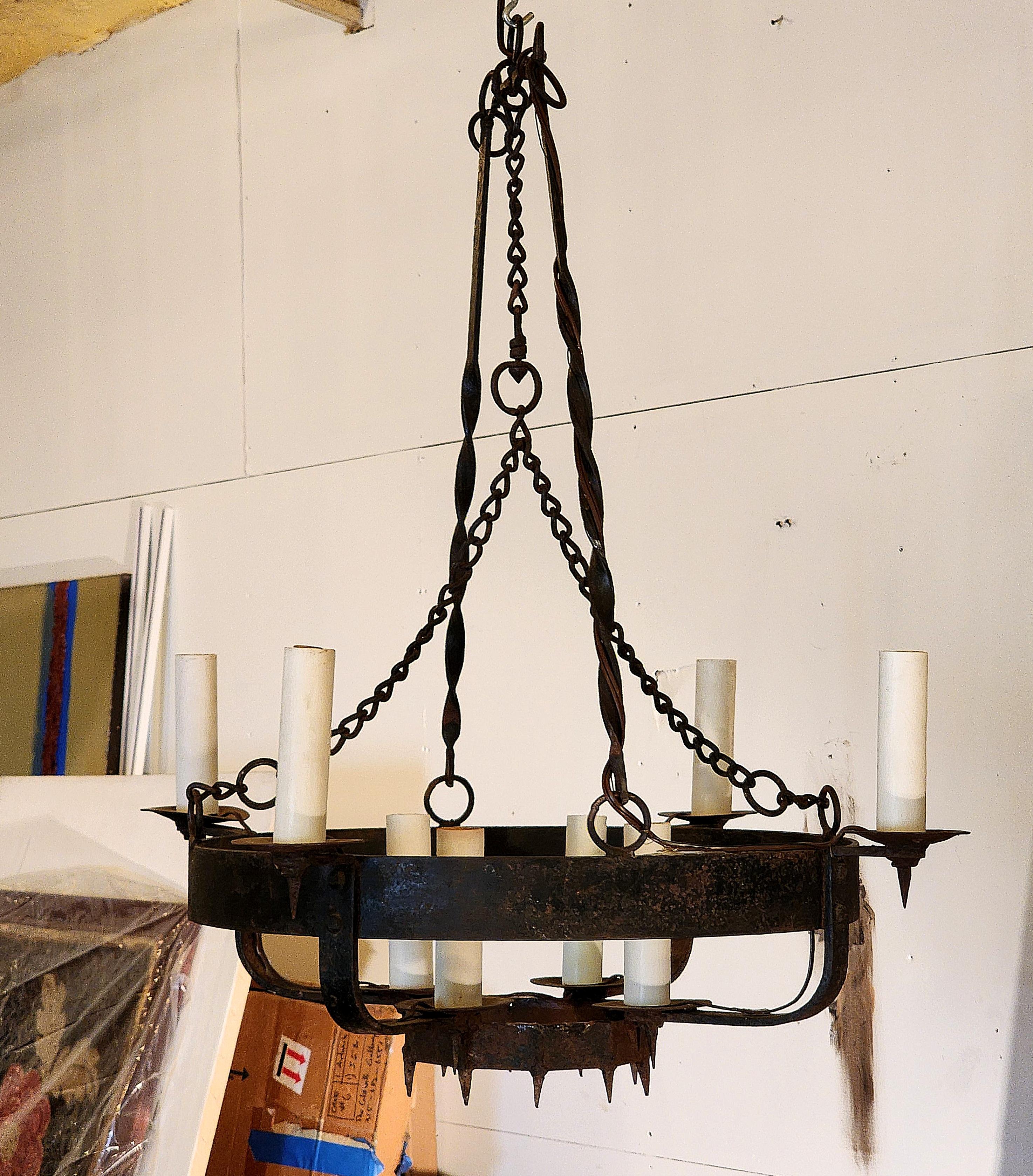 Arts and Crafts Arts & Crafts Handmade Wrought Iron Chandelier