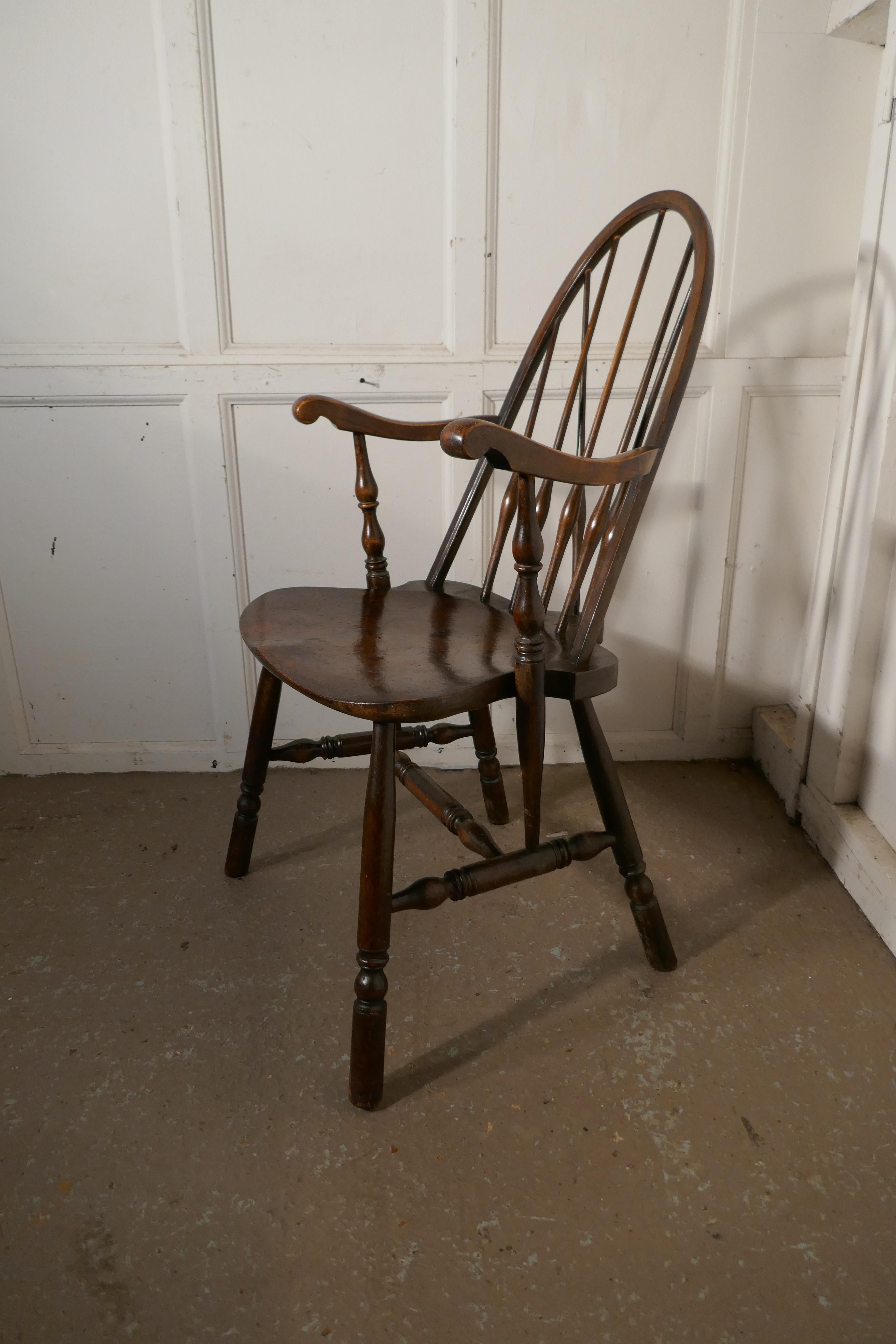 Beech Arts & Crafts High Back English Windsor Carver Chair