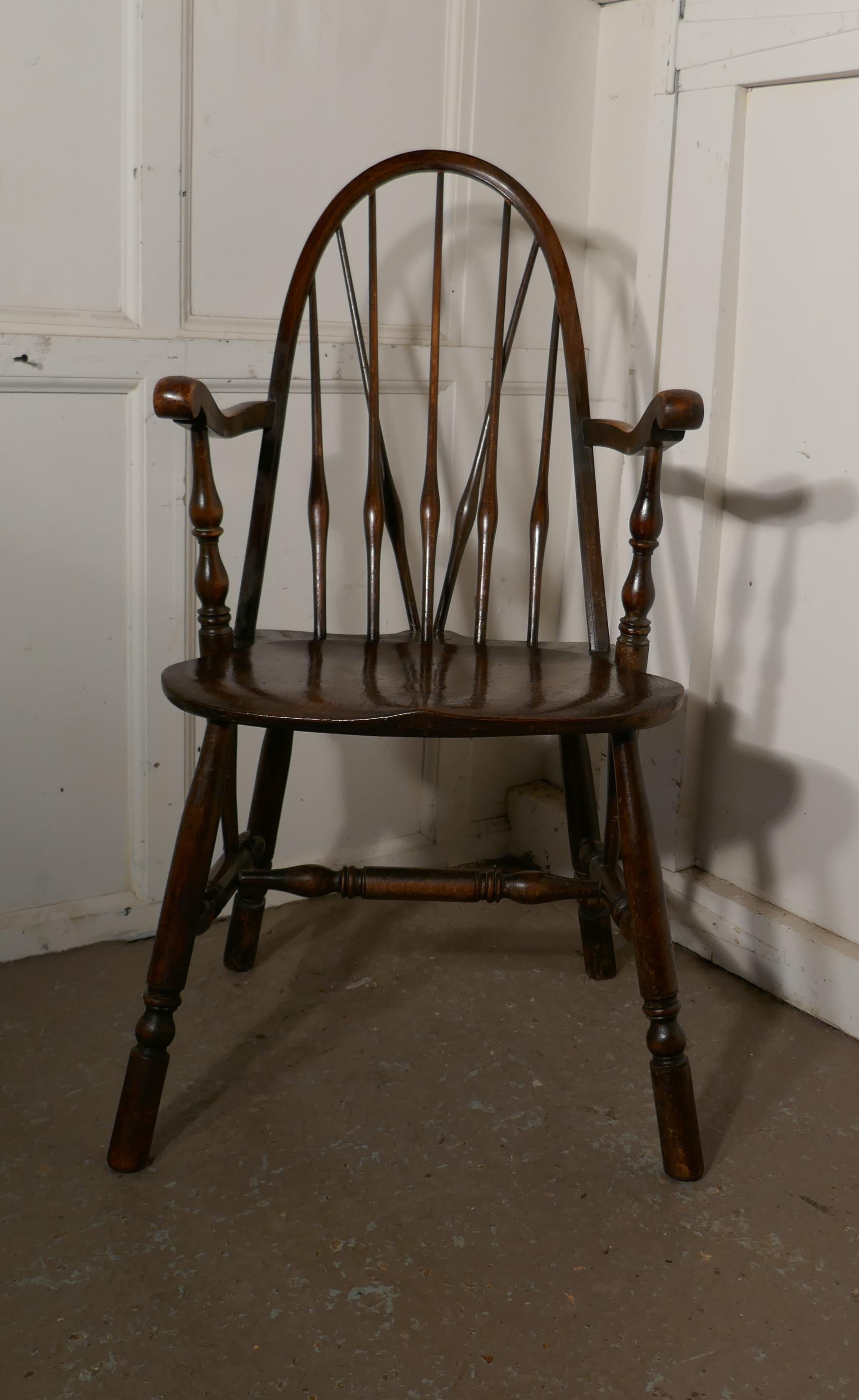 Arts & Crafts High Back English Windsor Carver Chair 1