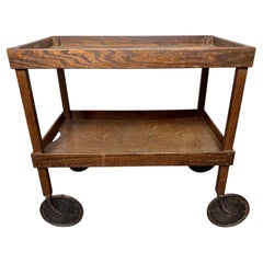 Arts and Crafts , Industrial Service / Bar Cart with over sized wheels Herkimer