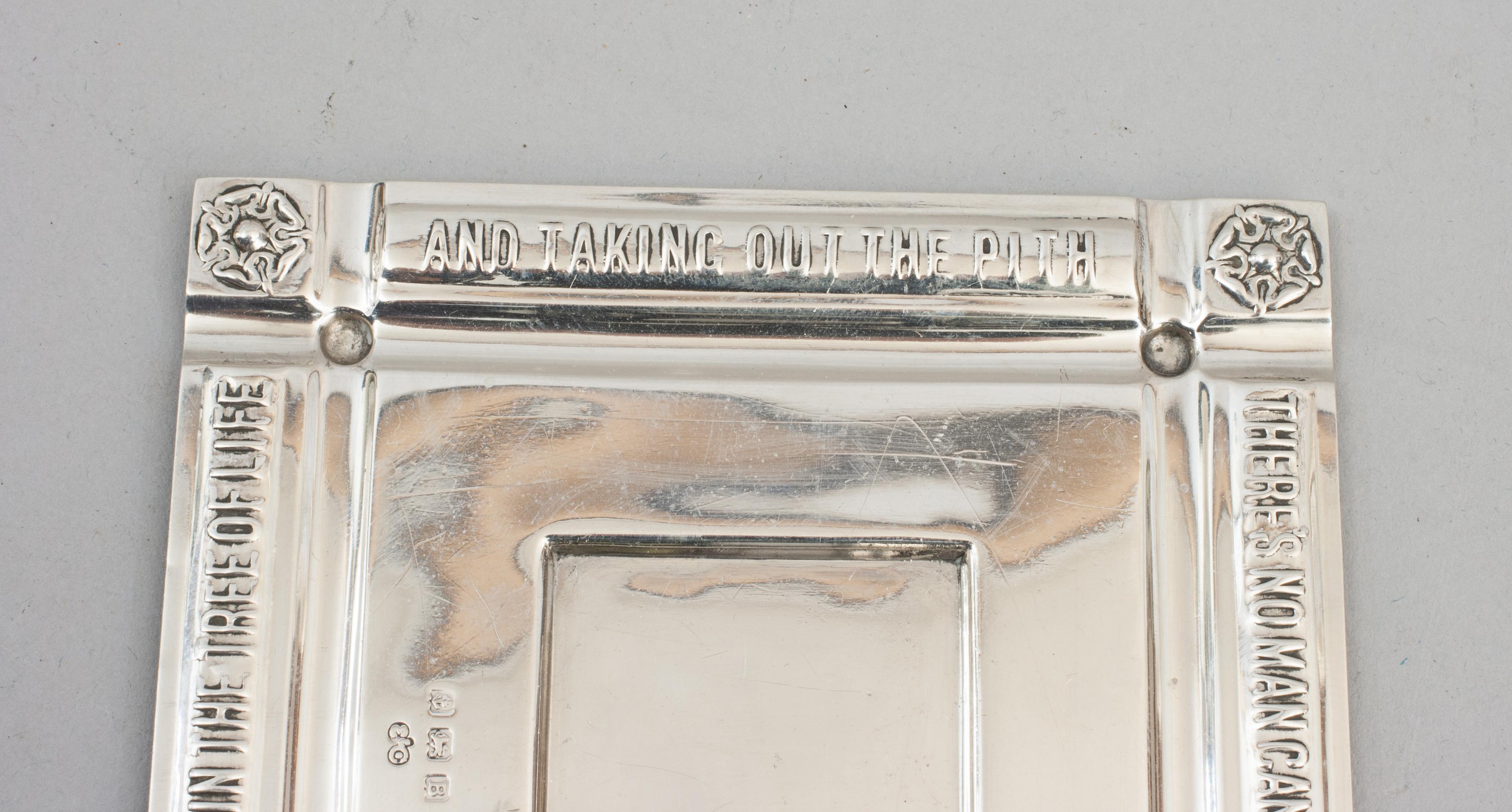 Silver Arts and Crafts Inkwell With Inscription For Sale