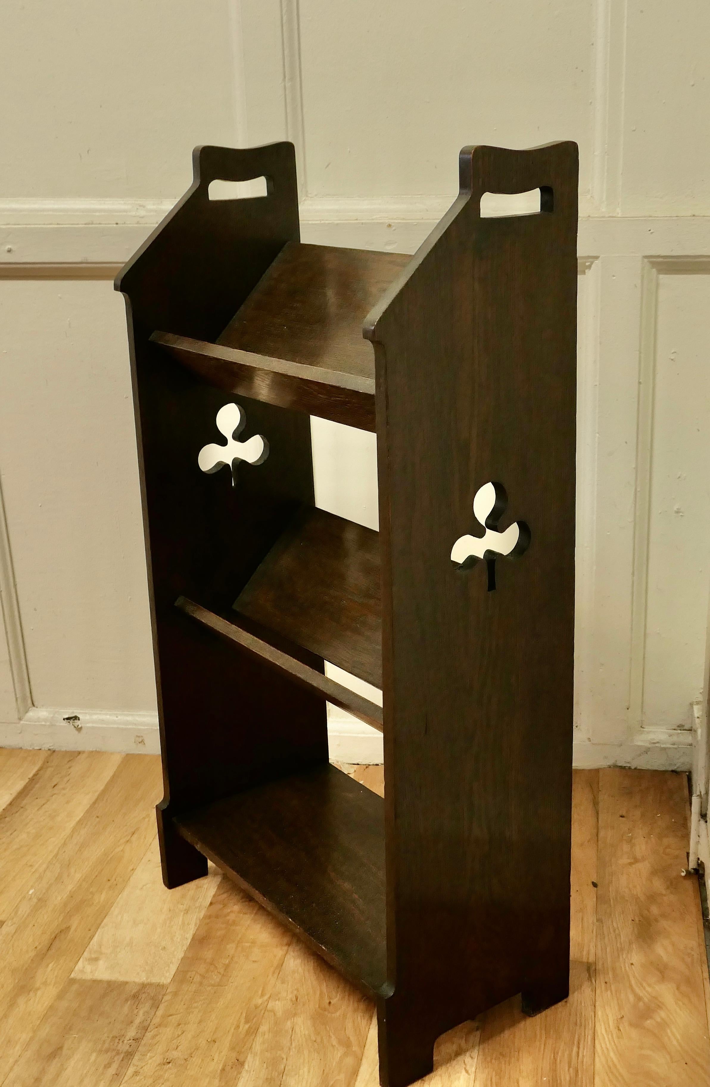 Arts and Crafts Irish Open Front Oak SlopeShelf Bookcase at 1stDibs