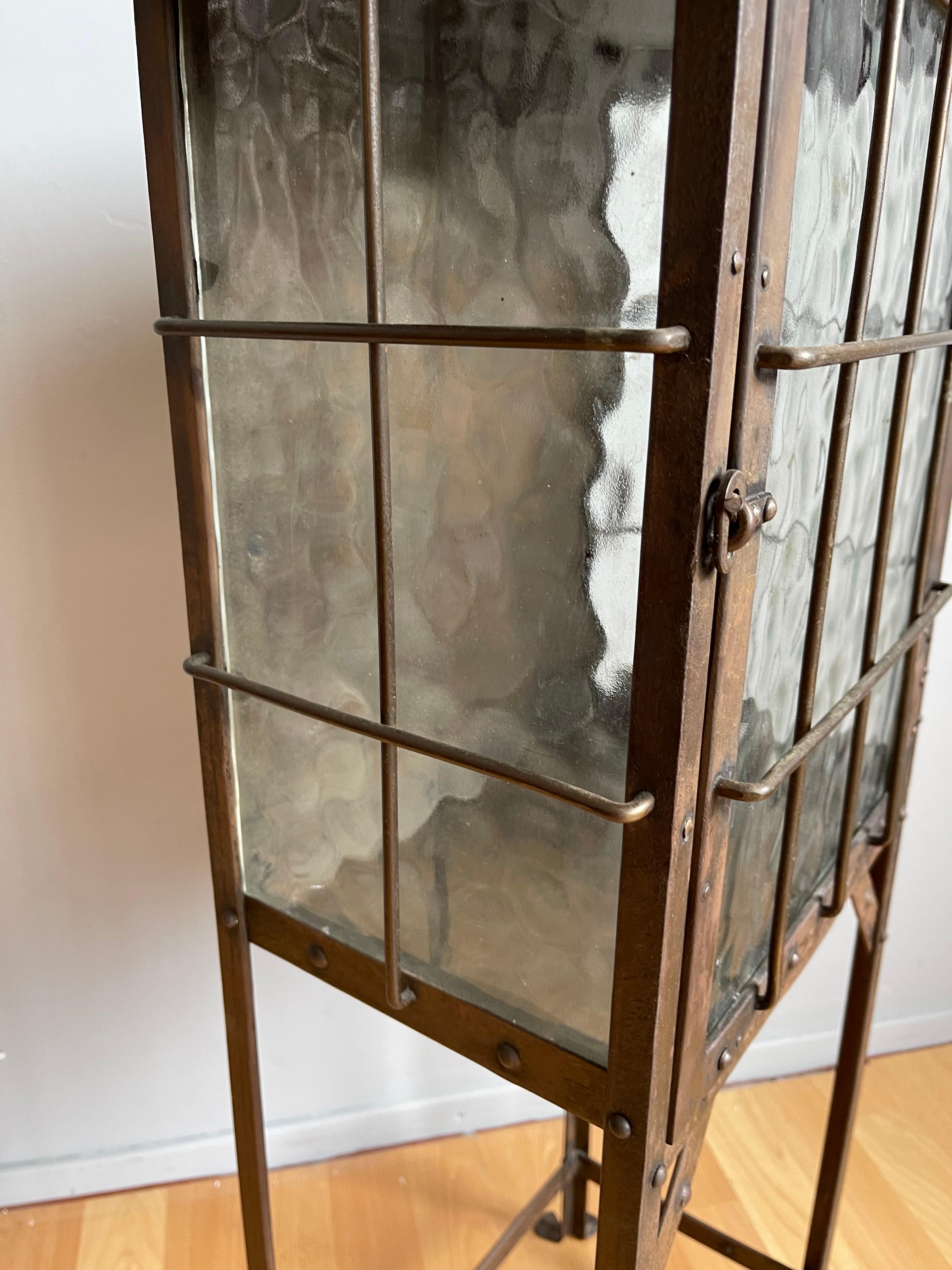 Arts and Crafts Iron & Glass Display Table / Drinks Cabinet Attr. Hugo Berger For Sale 3