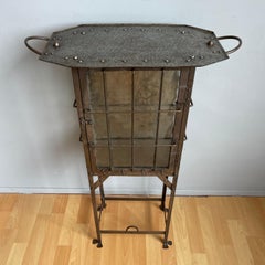 Arts and Crafts Iron & Glass Display Table / Drinks Cabinet Attr. Hugo Berger