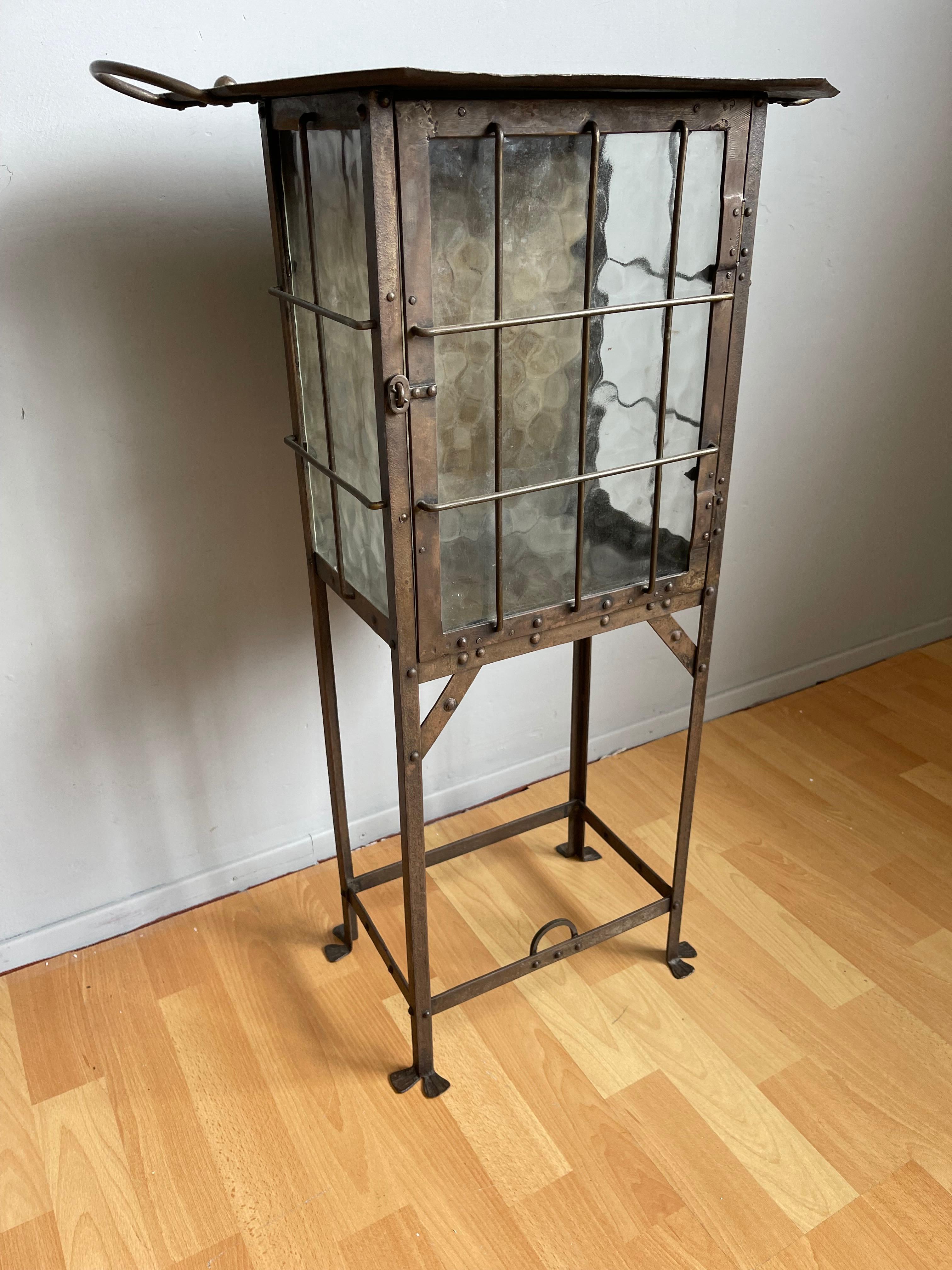 Hand-Crafted Arts and Crafts Iron & Glass Display Table / Drinks Cabinet Attr. Hugo Berger For Sale