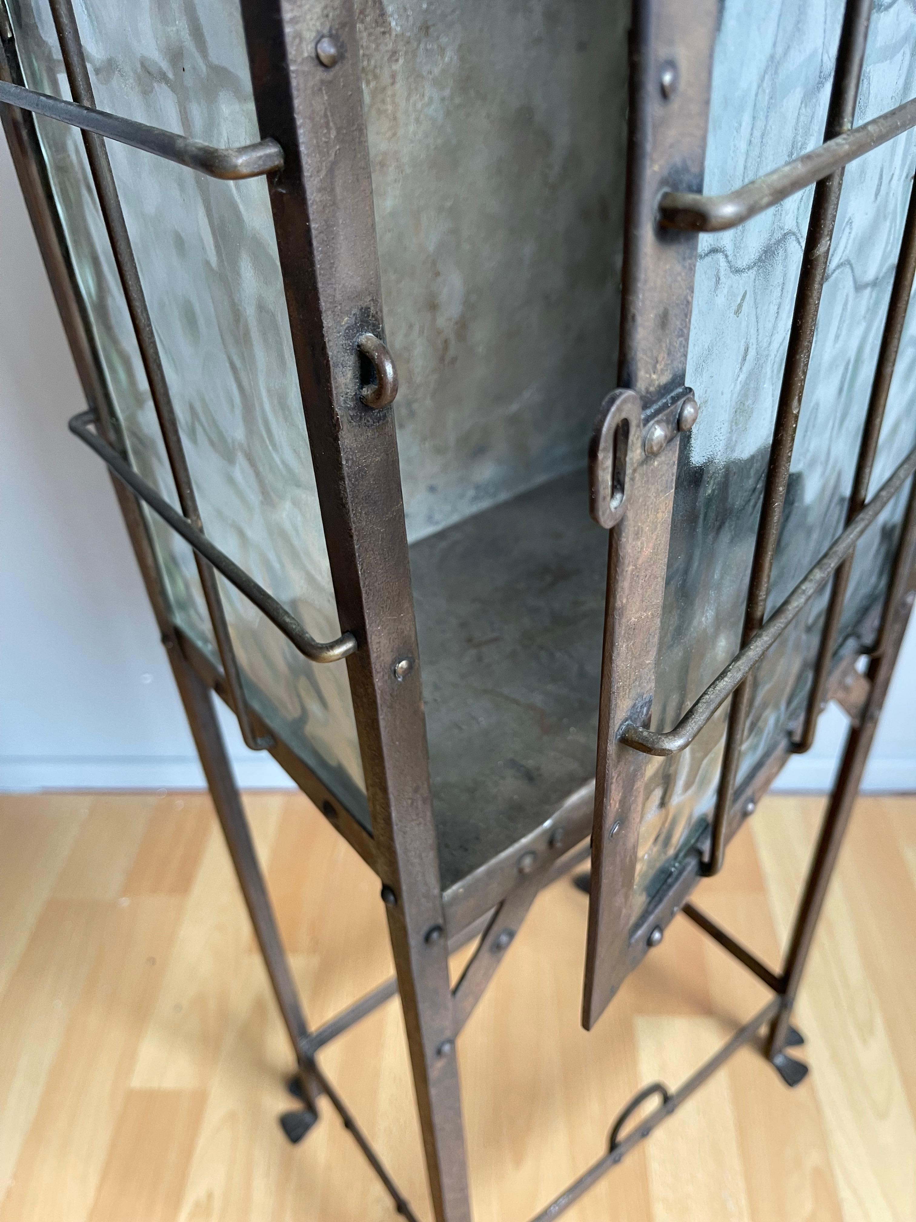 Arts and Crafts Iron & Glass Display Table / Drinks Cabinet Attr. Hugo Berger For Sale 2