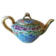 Arts and Crafts Italian Hand Painted Glazed Ceramic Teapot
