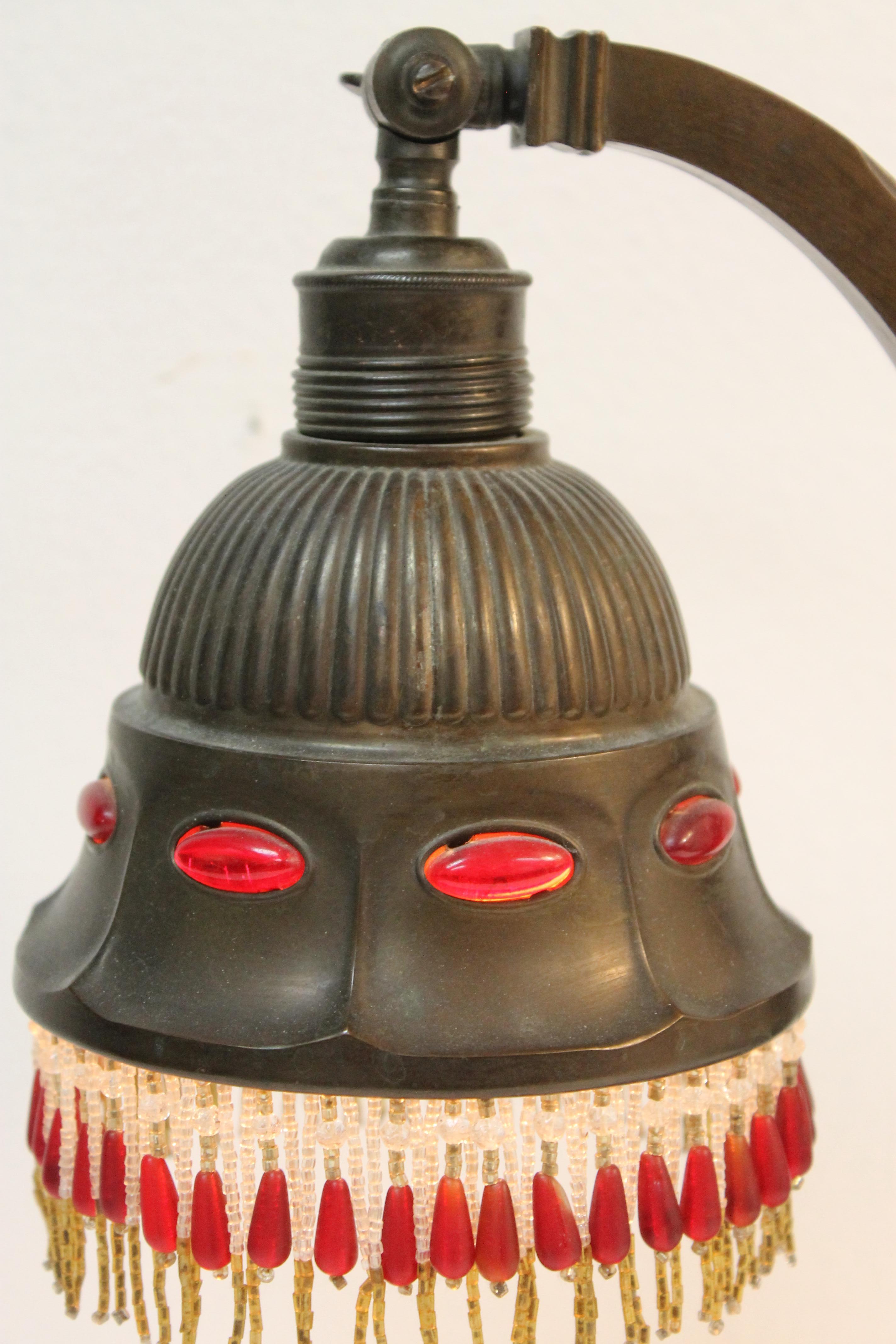 American Arts & Crafts Jeweled Lamp