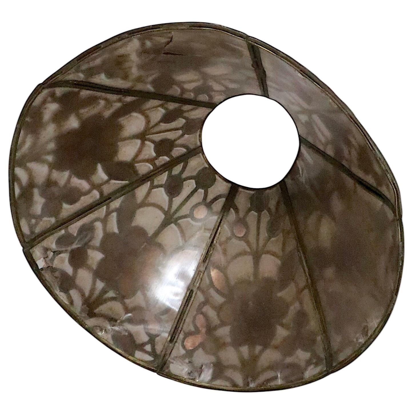 Arts and Crafts Kerosene Table Bronze Lamp with Mica Shade by Bradley & Hubbard For Sale 11