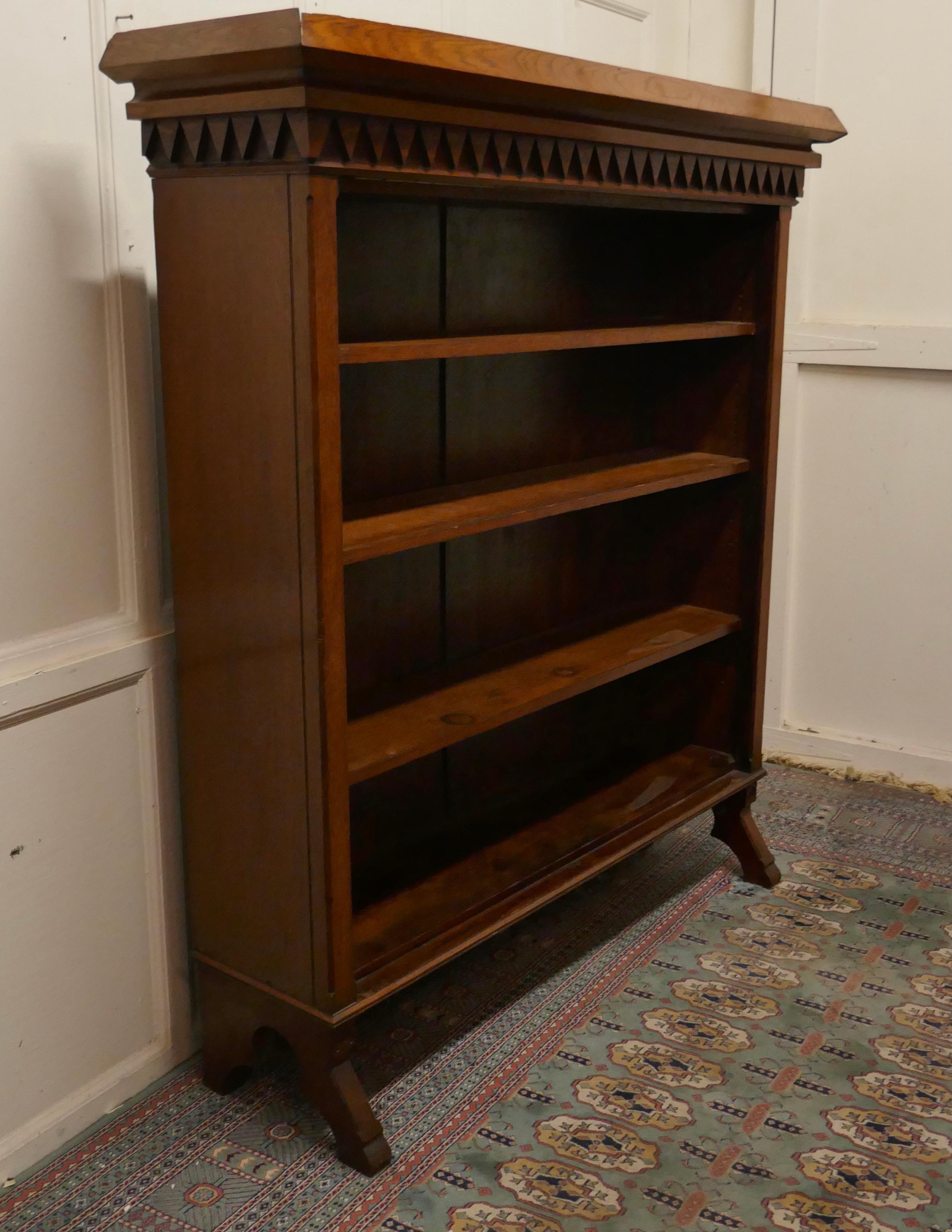 Arts and Crafts Arts & Crafts Large Golden Oak Open Bookcase For Sale