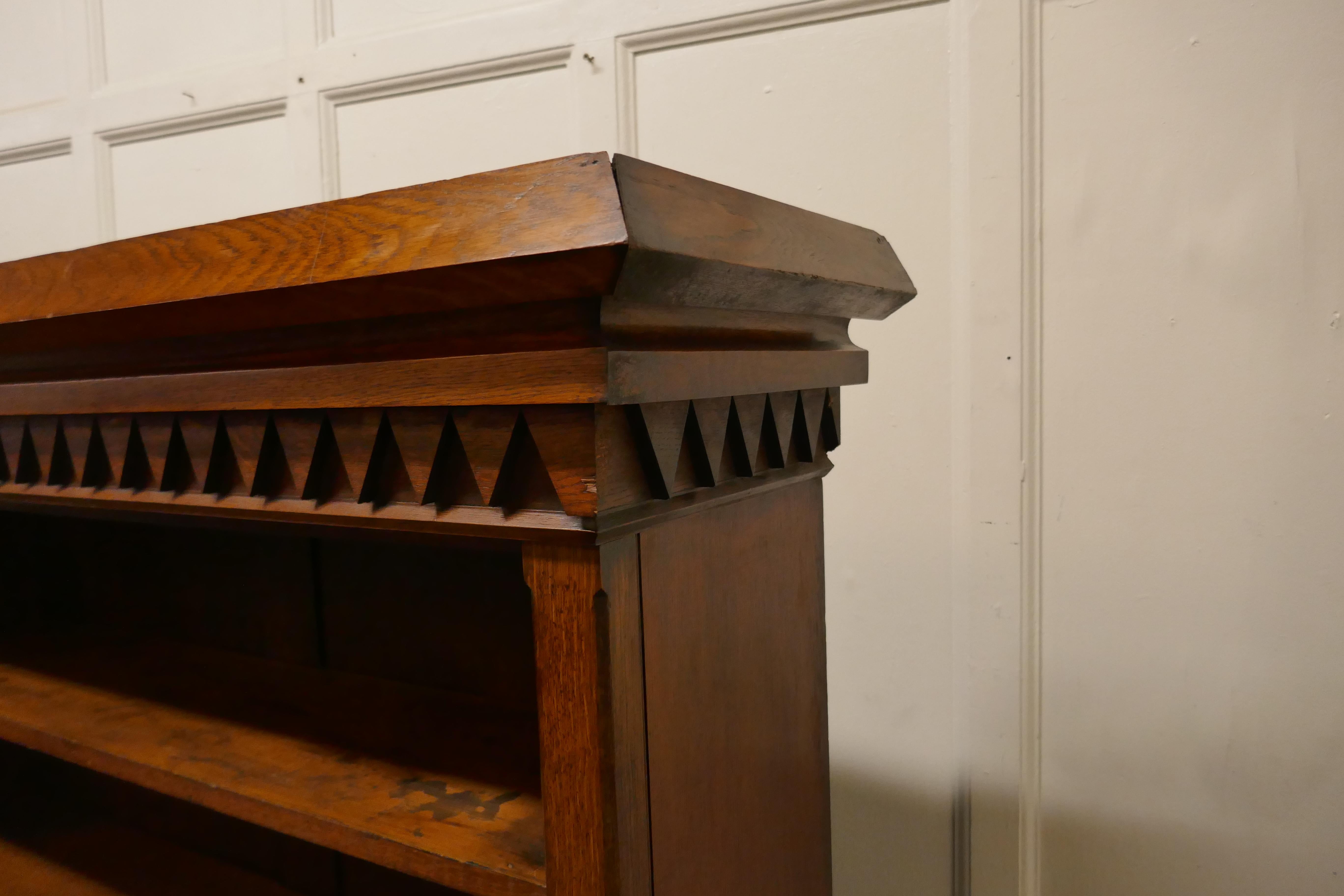 19th Century Arts & Crafts Large Golden Oak Open Bookcase For Sale