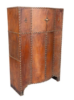 Arts and Crafts Leather and Brass Stud Umbrella Stand