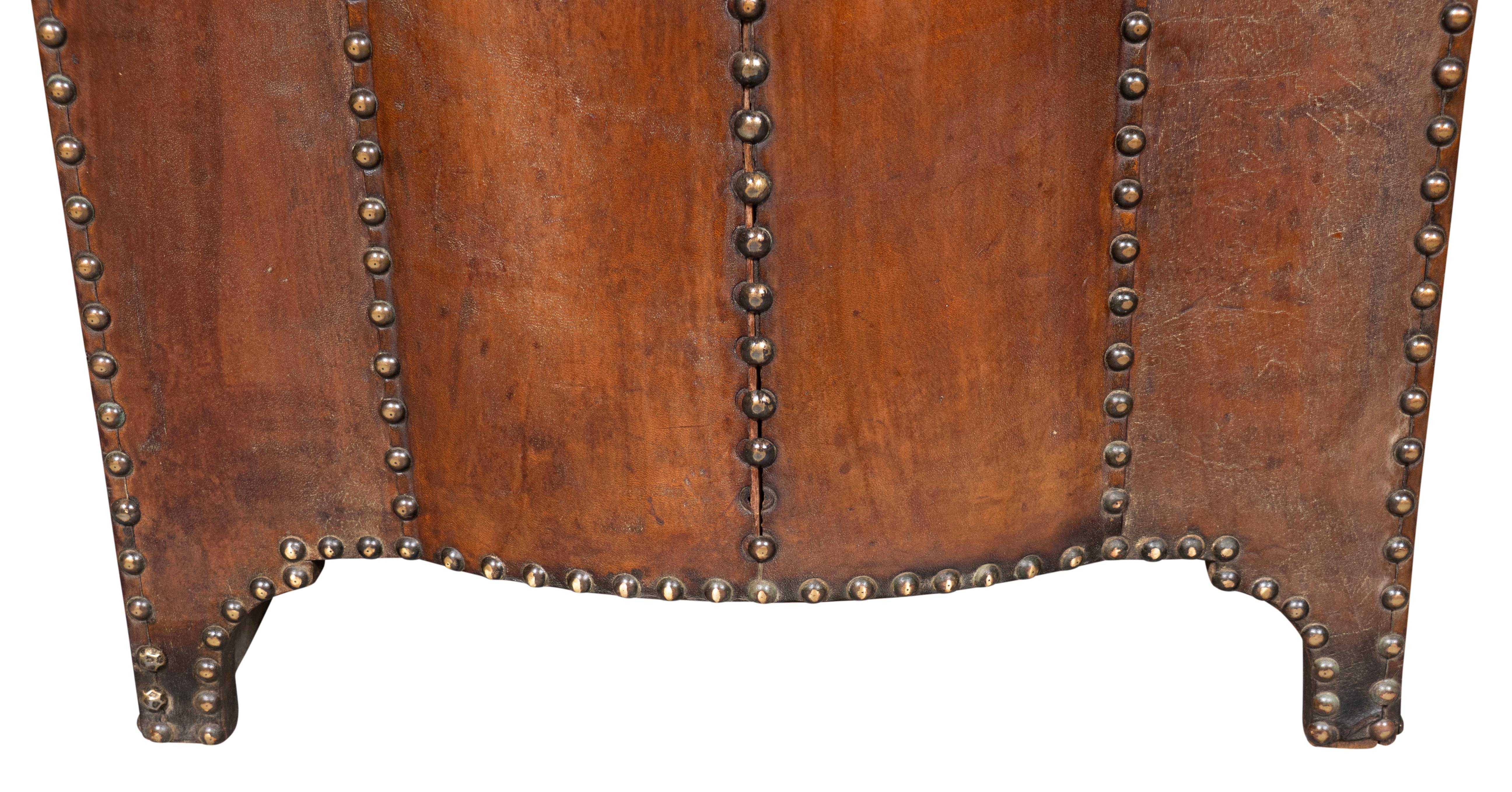 Portaombrelli in pelle e borchie d'ottone di Arts and Crafts in vendita 3