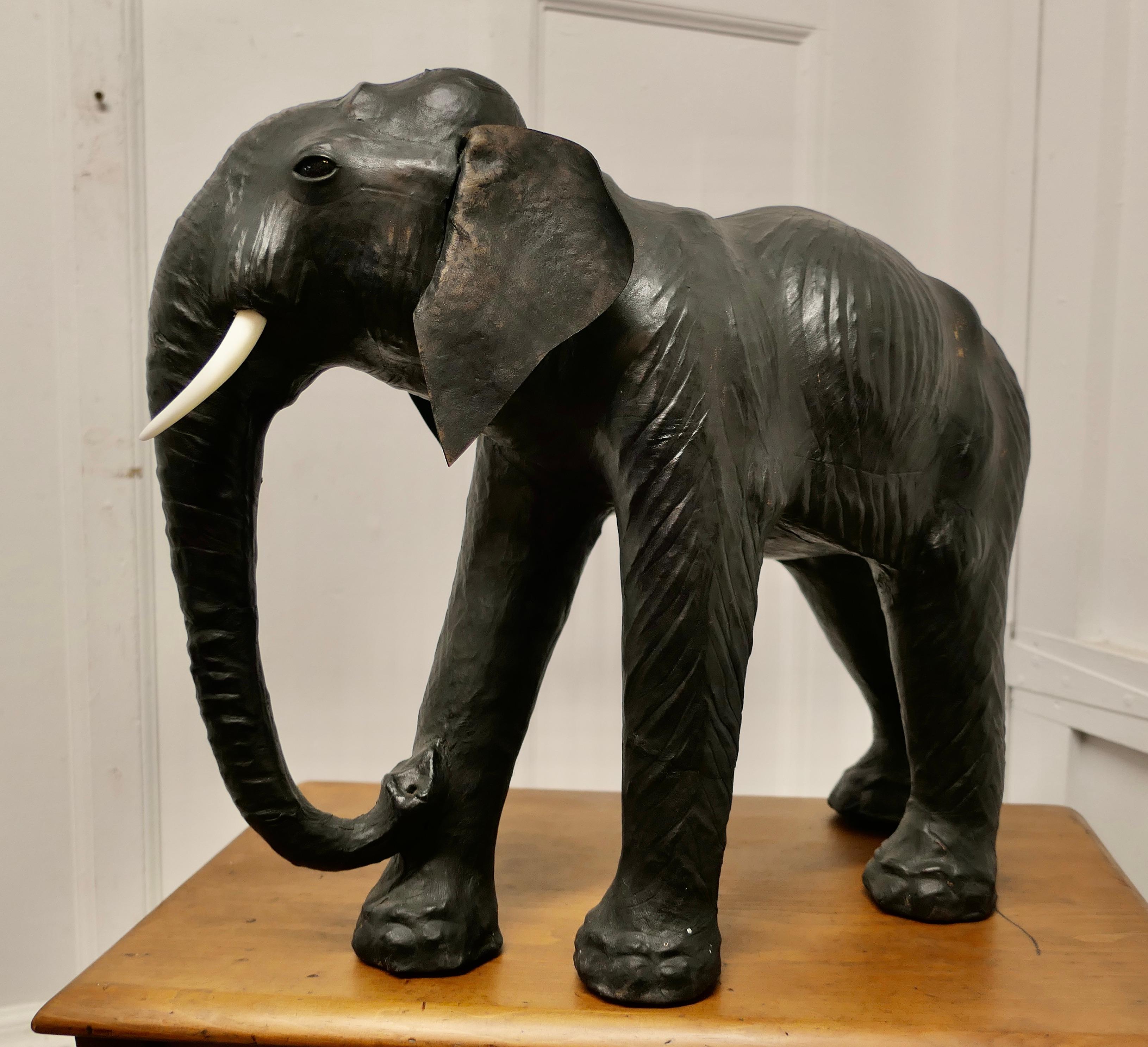 Arts and Crafts Leather Model of a Bull Elephant   This is a beautiful find   For Sale 5