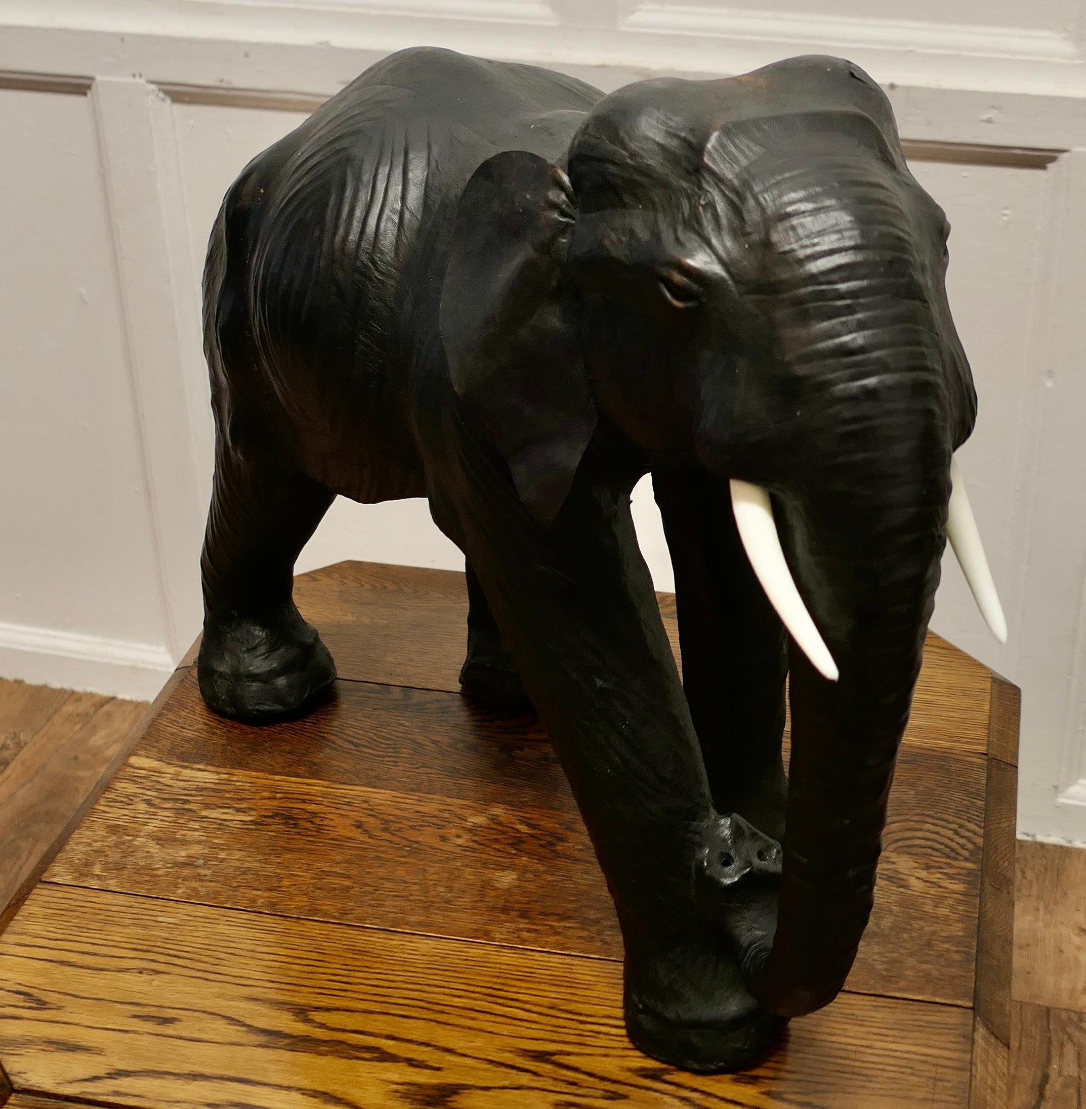 Arts and Crafts Leather Model of a Bull Elephant   This is a beautiful find   For Sale 7