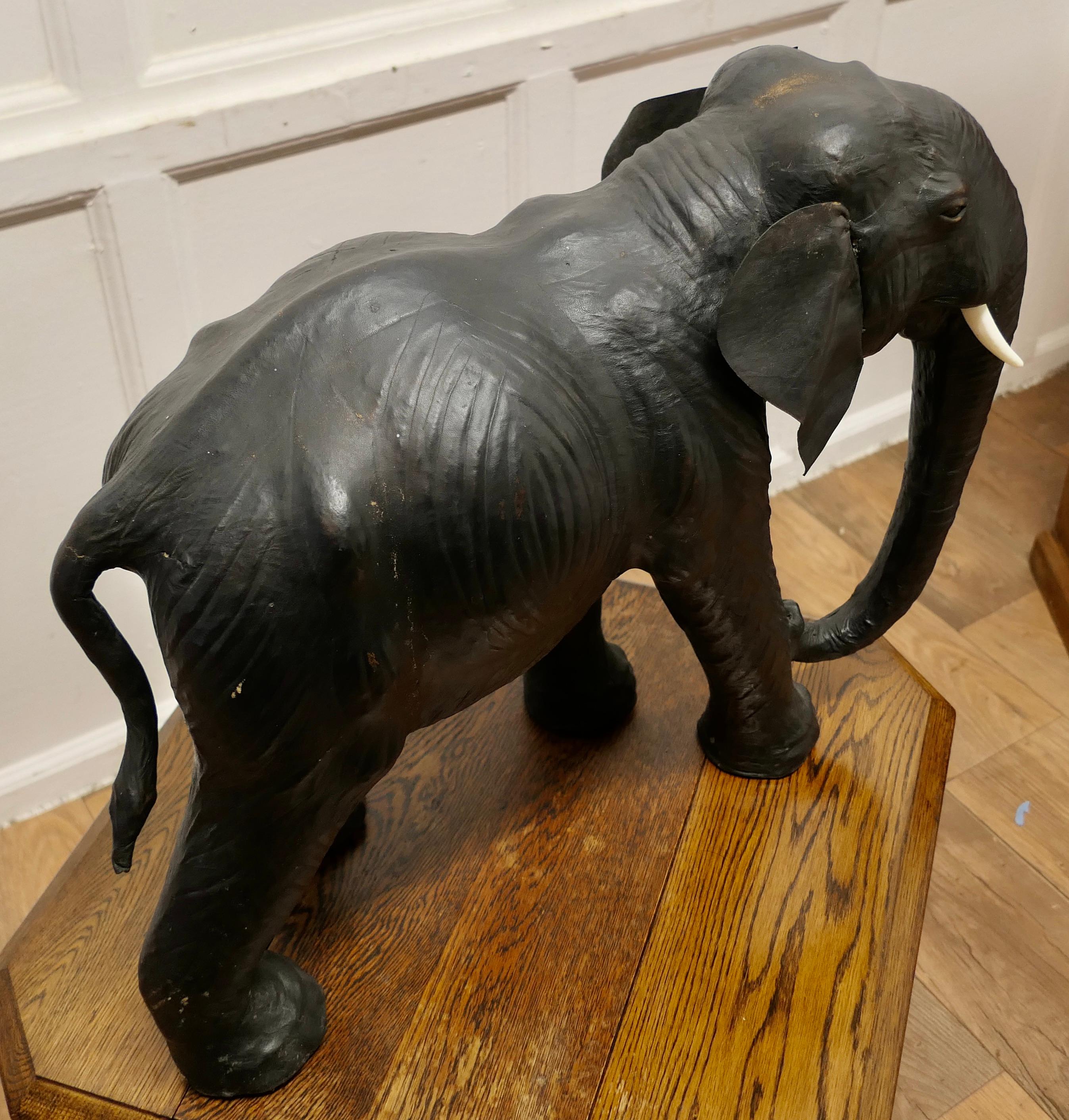 Arts and Crafts Leather Model of a Bull Elephant   This is a beautiful find   For Sale 1