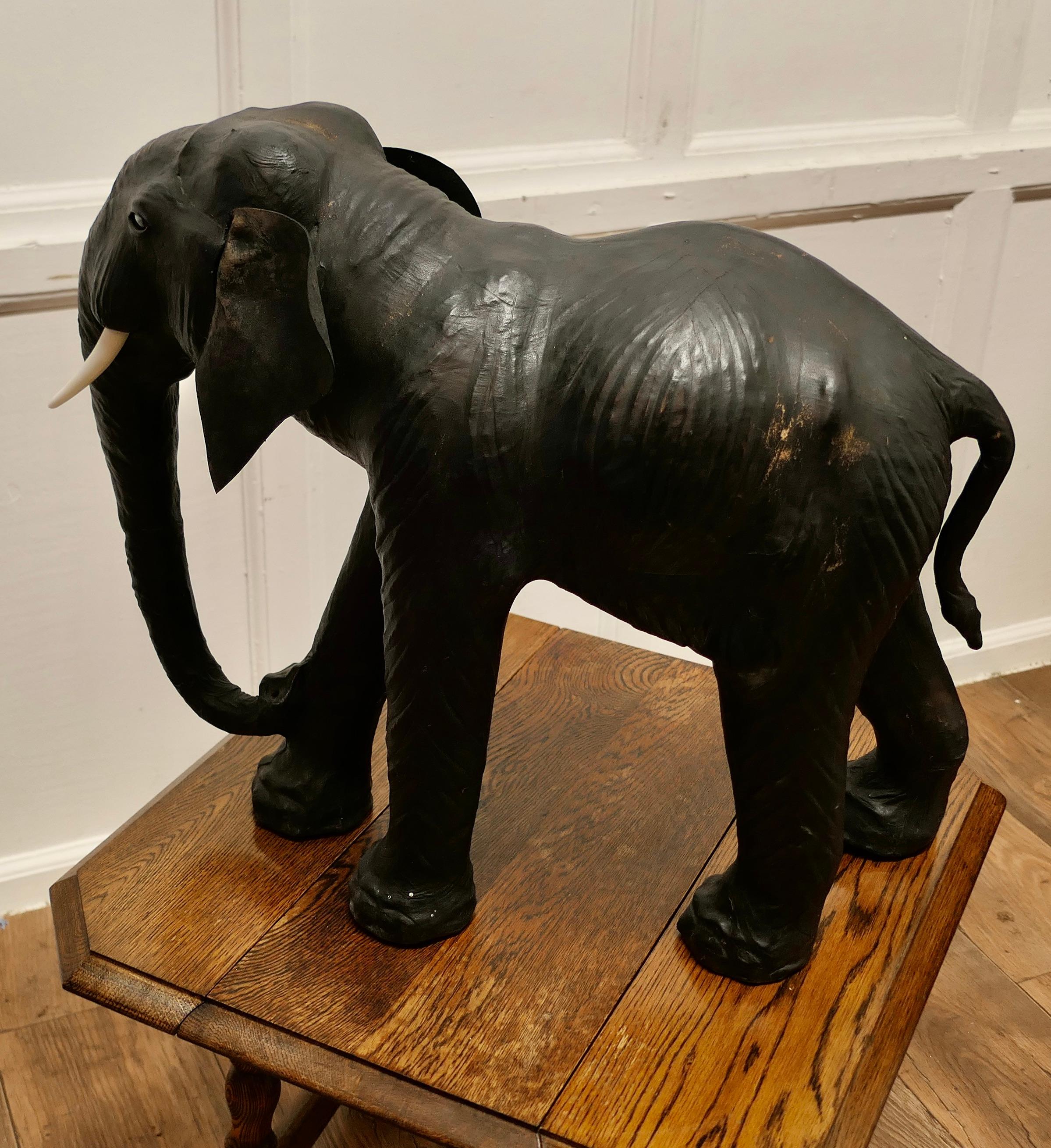 Arts and Crafts Leather Model of a Bull Elephant   This is a beautiful find   For Sale 4