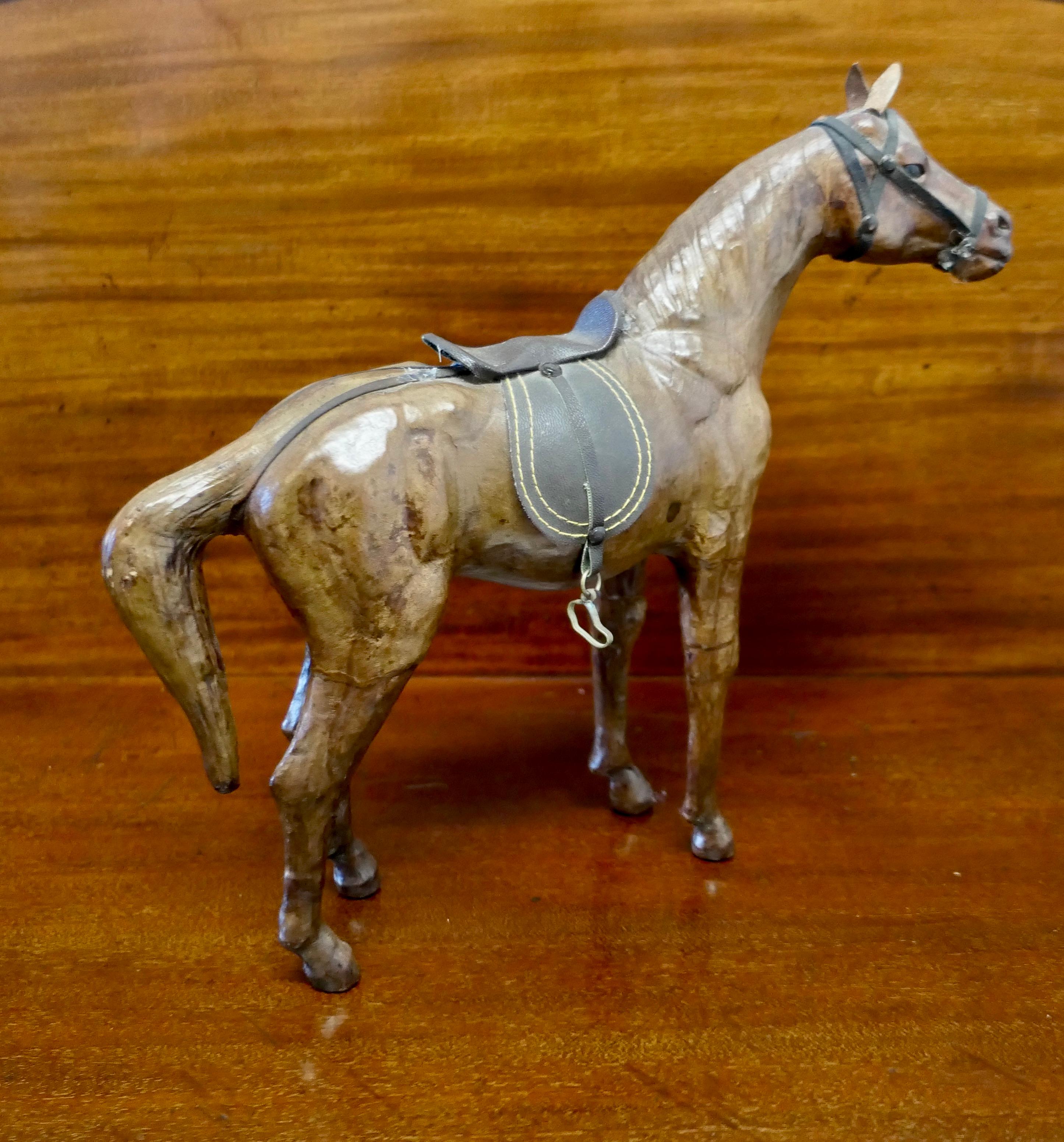 Arts and Crafts Leather Model of a Horse  This is a rare and beautiful find  In Good Condition For Sale In Chillerton, Isle of Wight