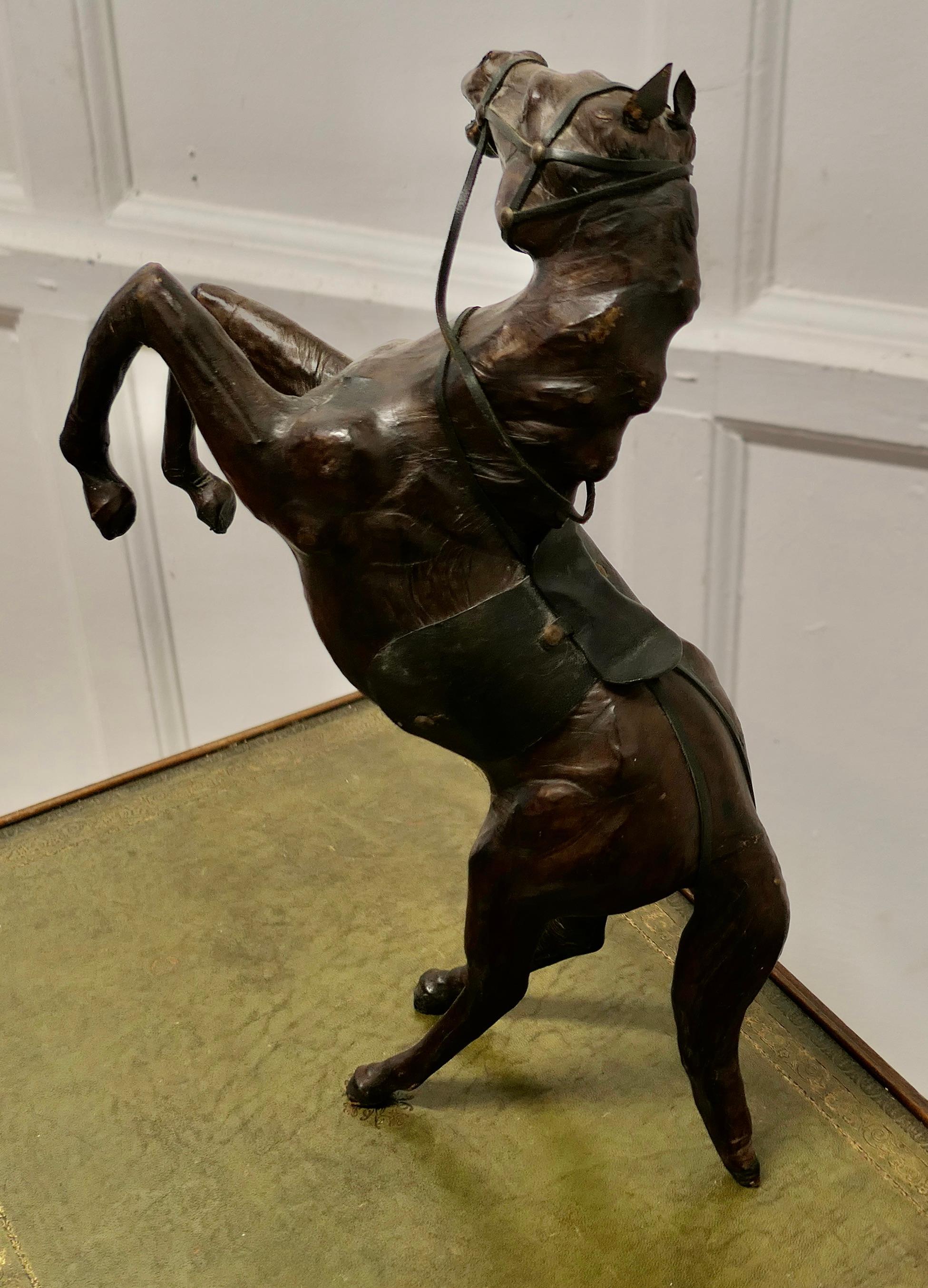 Arts and Crafts Leather Model of a Horse  This is a rare and beautiful find  For Sale 3