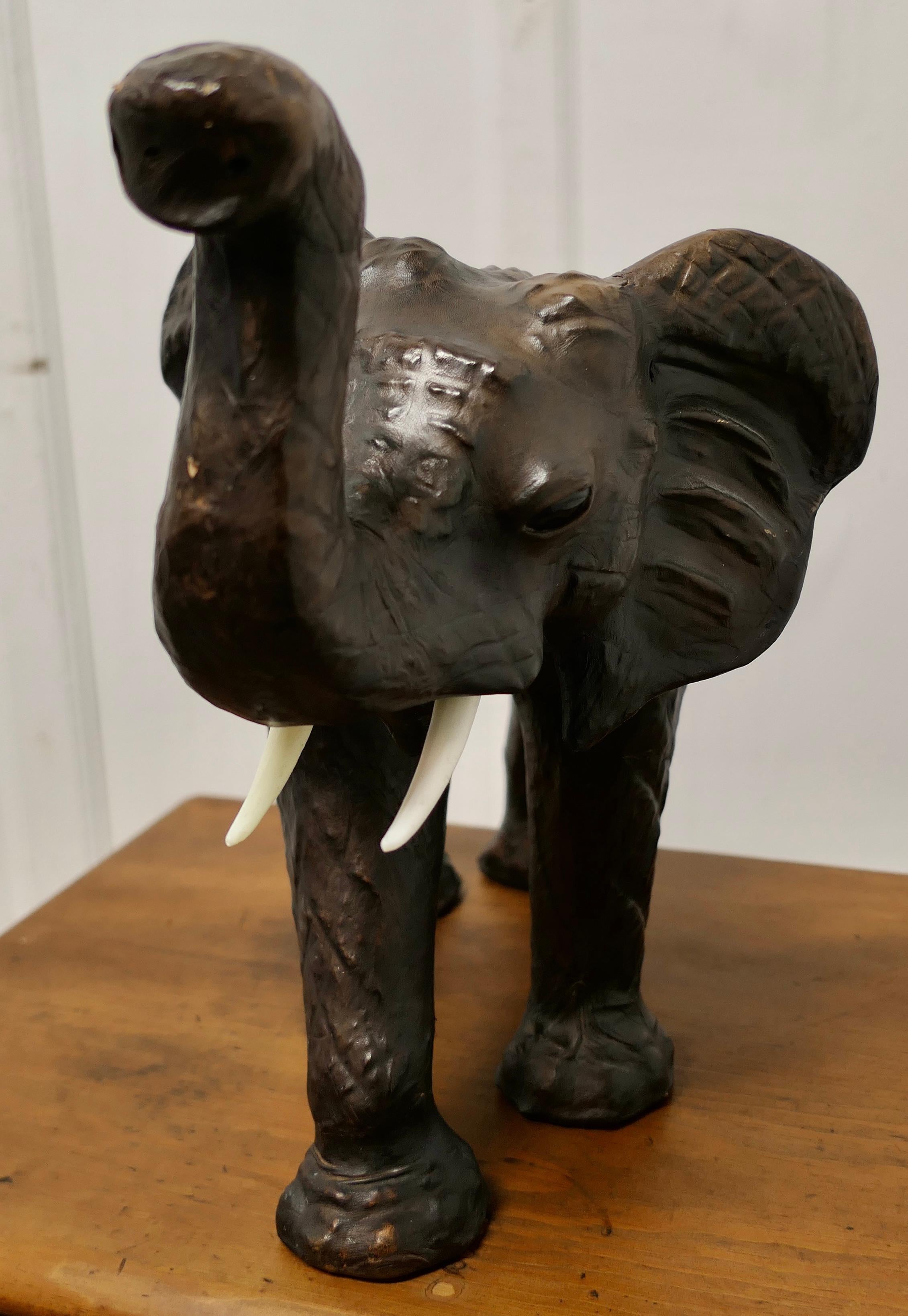 Arts and Crafts Leather Model of an Elephant   Junior Bull In Good Condition For Sale In Chillerton, Isle of Wight