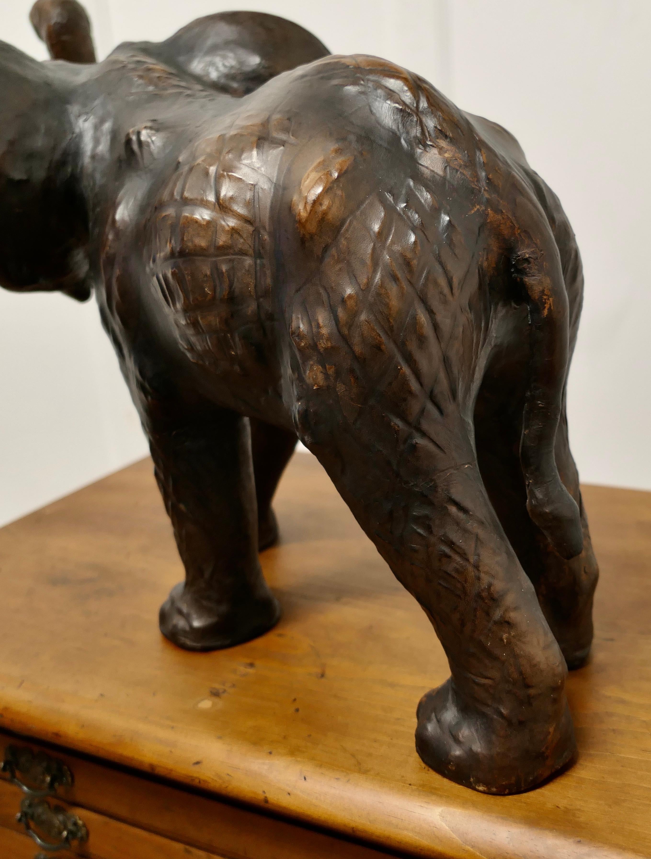 Arts and Crafts Leather Model of an Elephant   Junior Bull For Sale 1