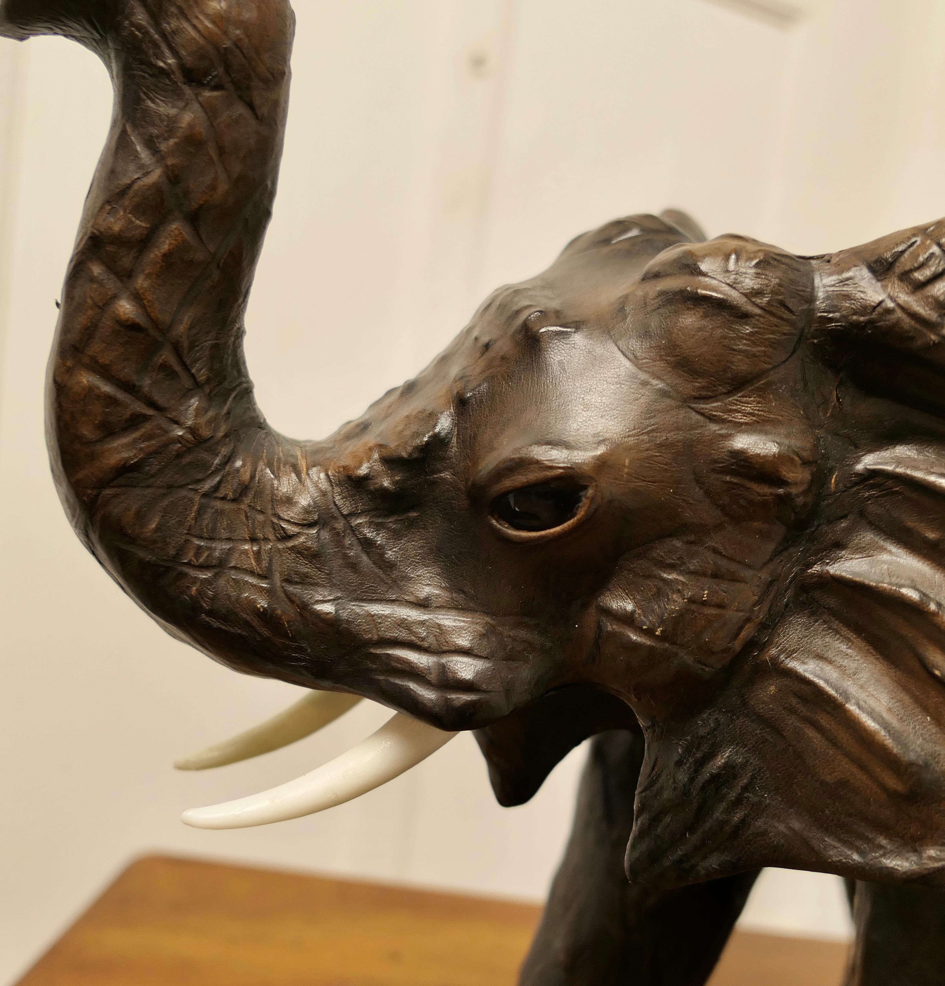  Arts and Crafts Leather Model of an Elephant   Junior Bull For Sale 2