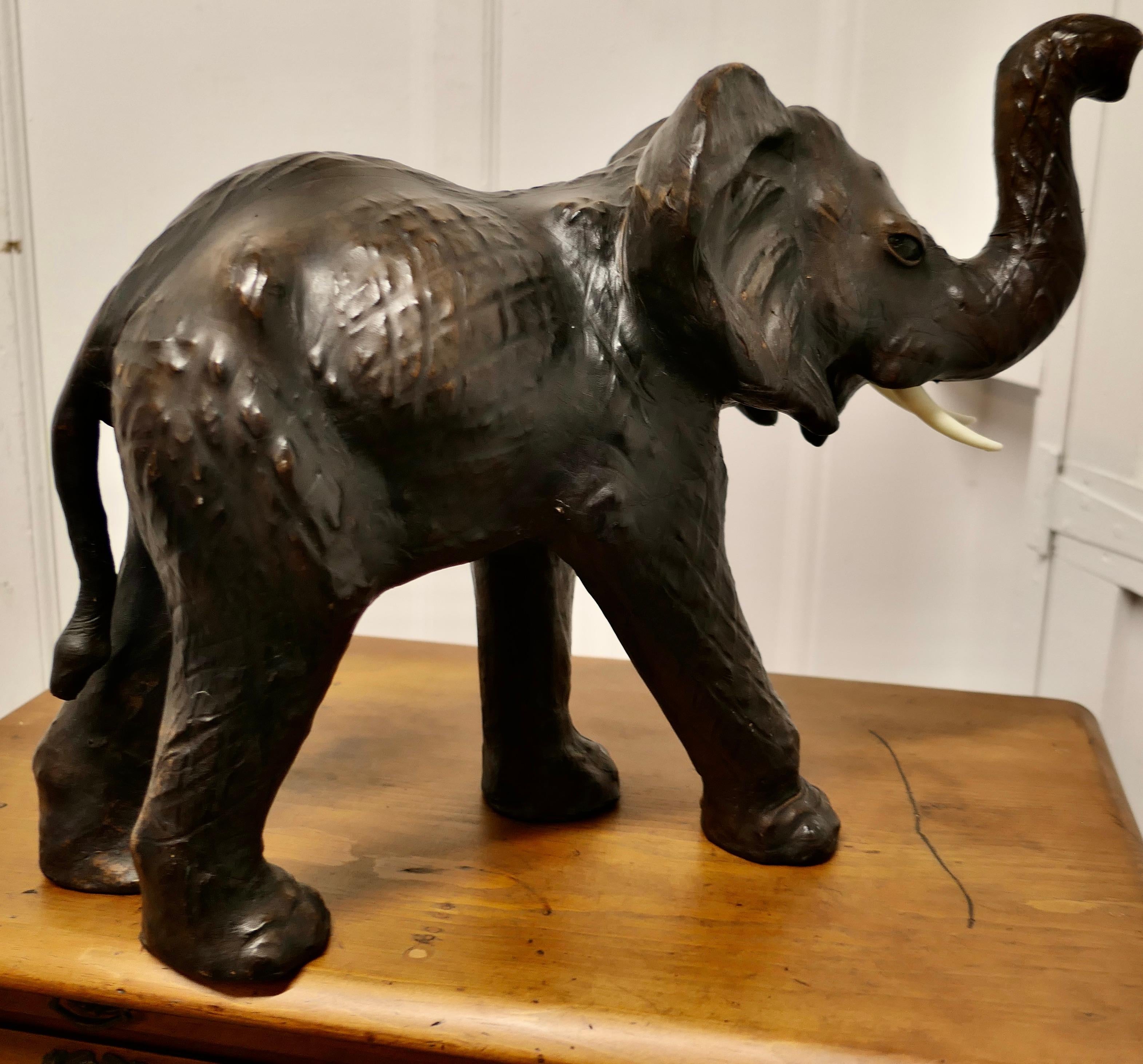  Arts and Crafts Leather Model of an Elephant   Junior Bull For Sale 3