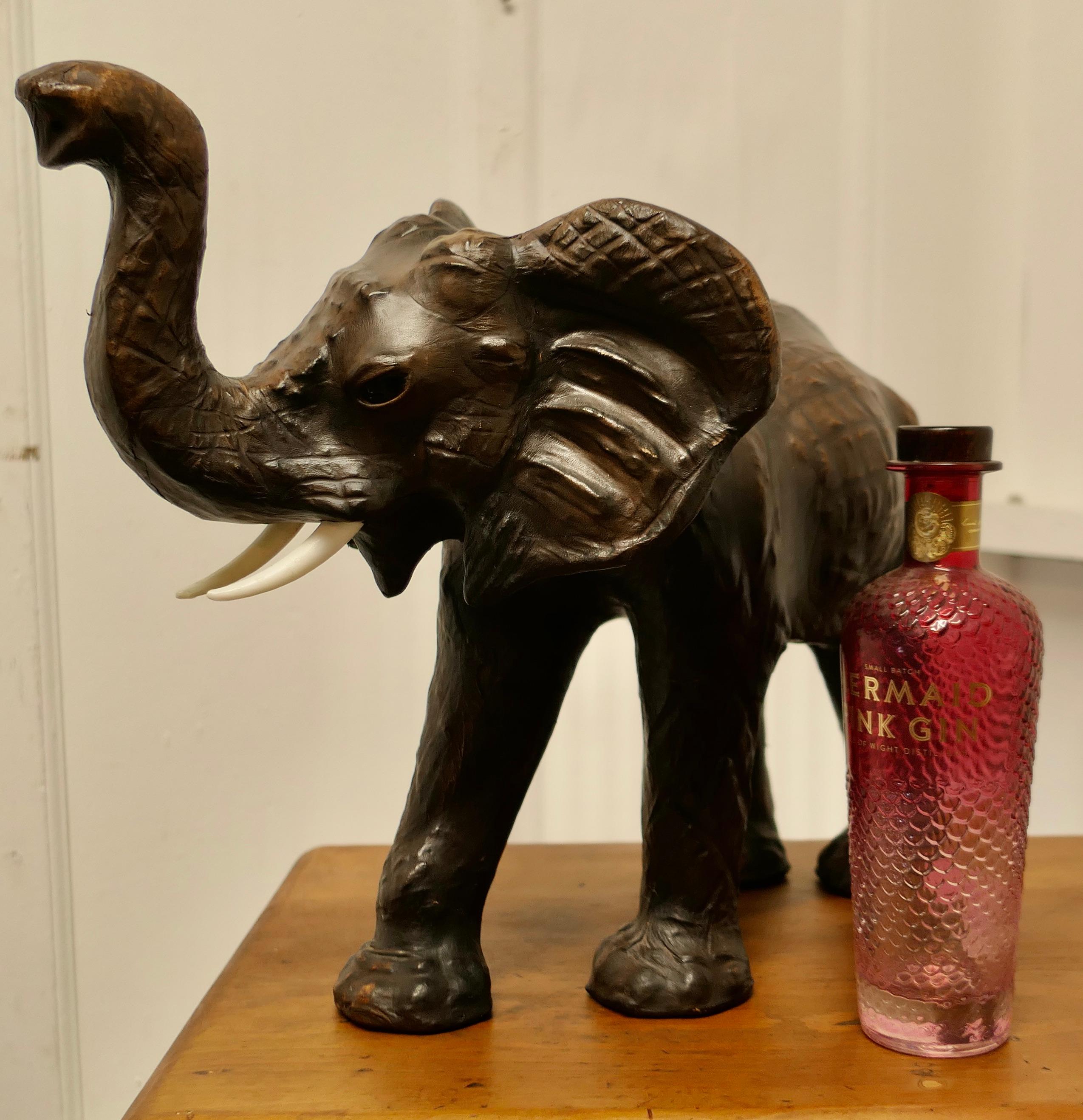  Arts and Crafts Leather Model of an Elephant   Junior Bull For Sale 4