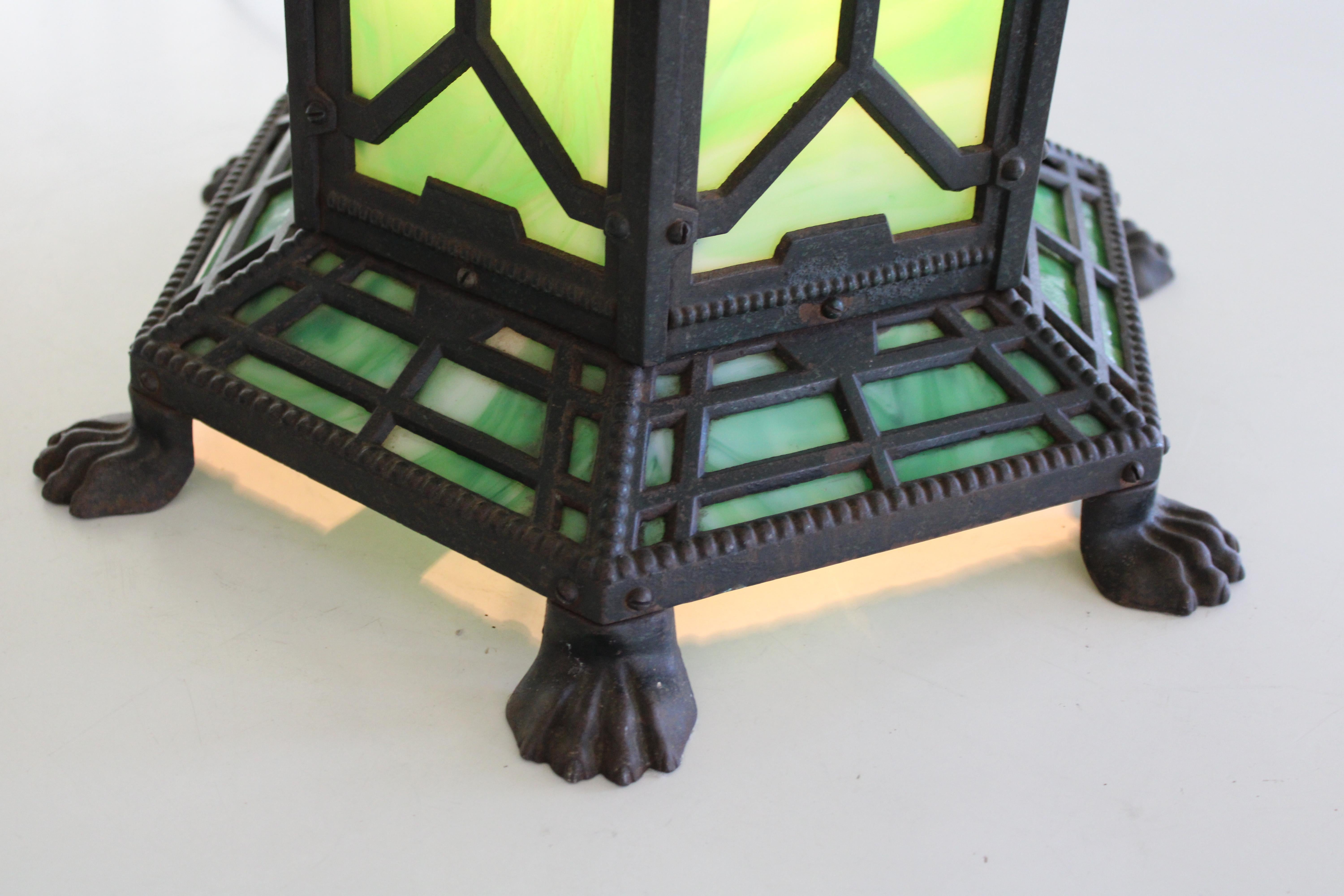 American Arts and Crafts Lighted Table Lamp Attrib. to Bradley & Hubbard