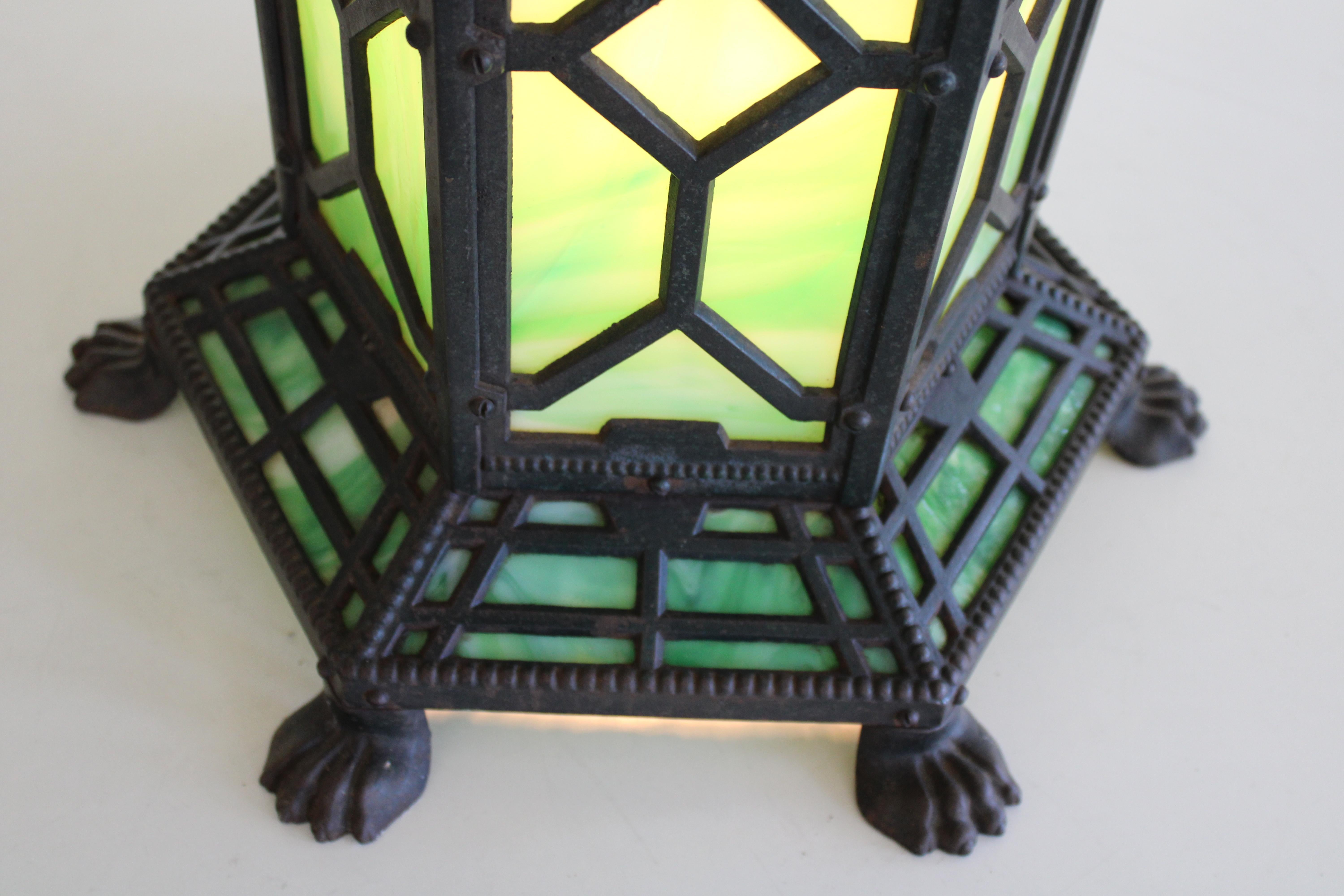 Metal Arts and Crafts Lighted Table Lamp Attrib. to Bradley & Hubbard