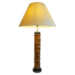 Arts and Crafts Living Room Lamp in Wallpaper Roll with Lampshade, France, 1900s