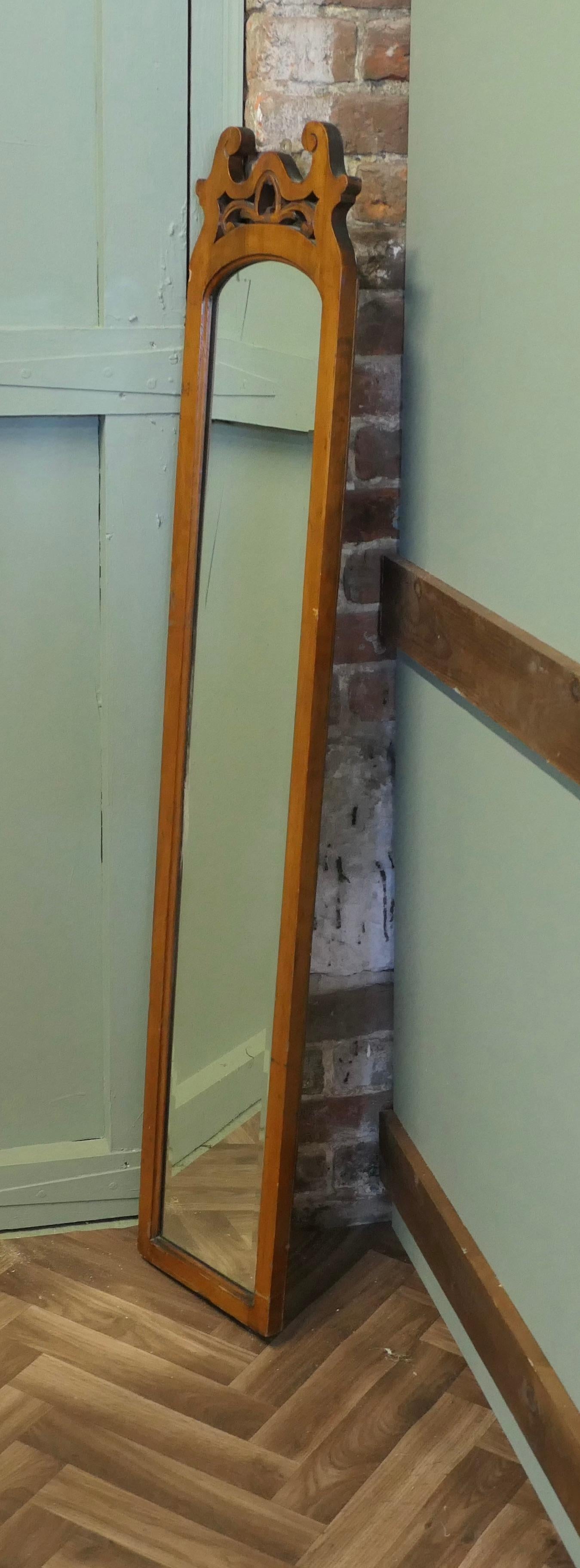 Arts and Crafts Long Narrow Walnut Dressing Mirror In Good Condition In Godshill, Isle of Wight