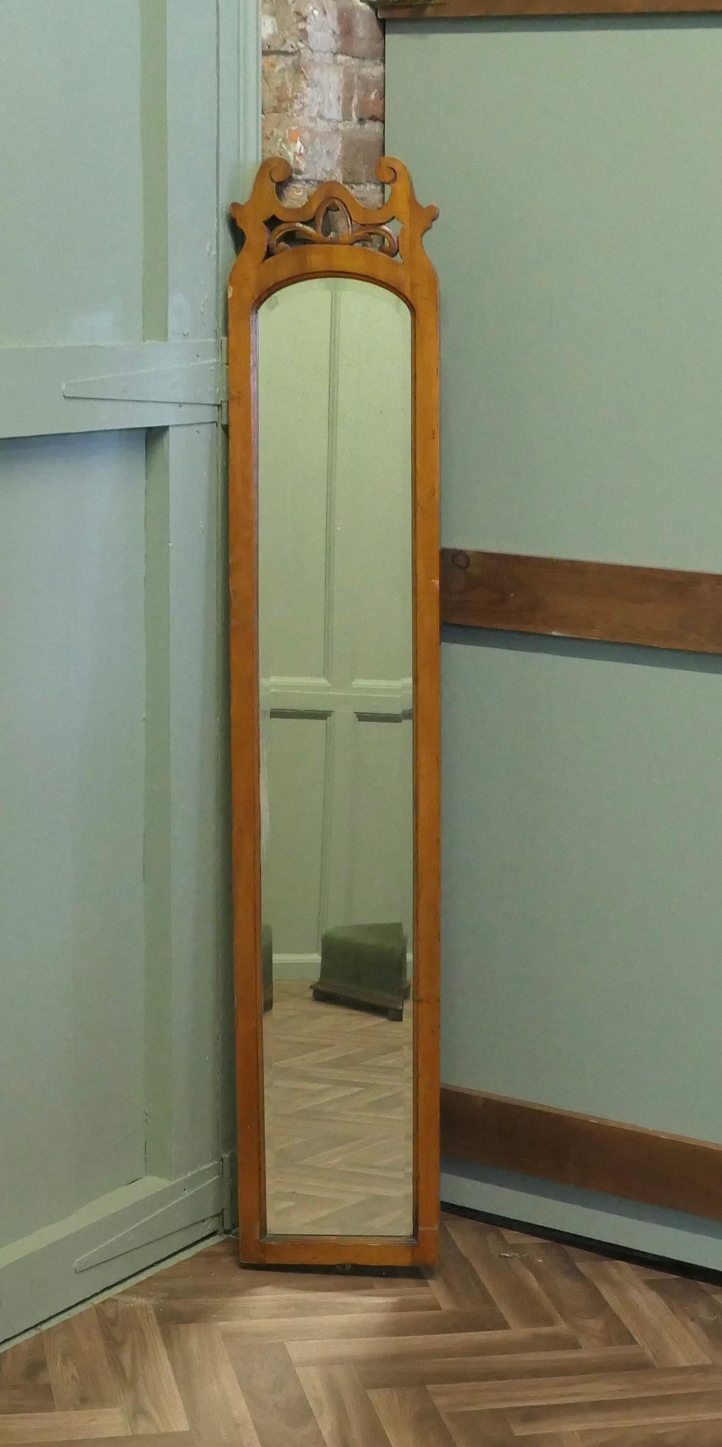 Early 20th Century Arts and Crafts Long Narrow Walnut Dressing Mirror