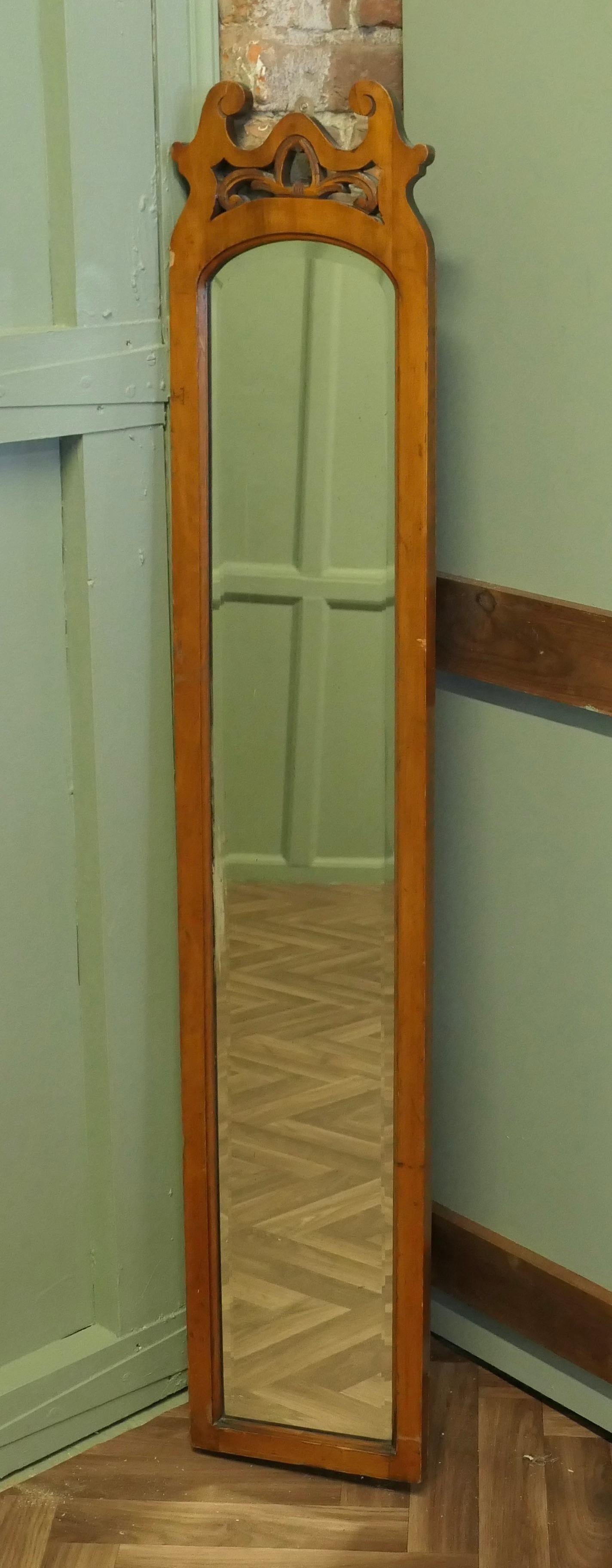 Arts and Crafts Long Narrow Walnut Dressing Mirror 1