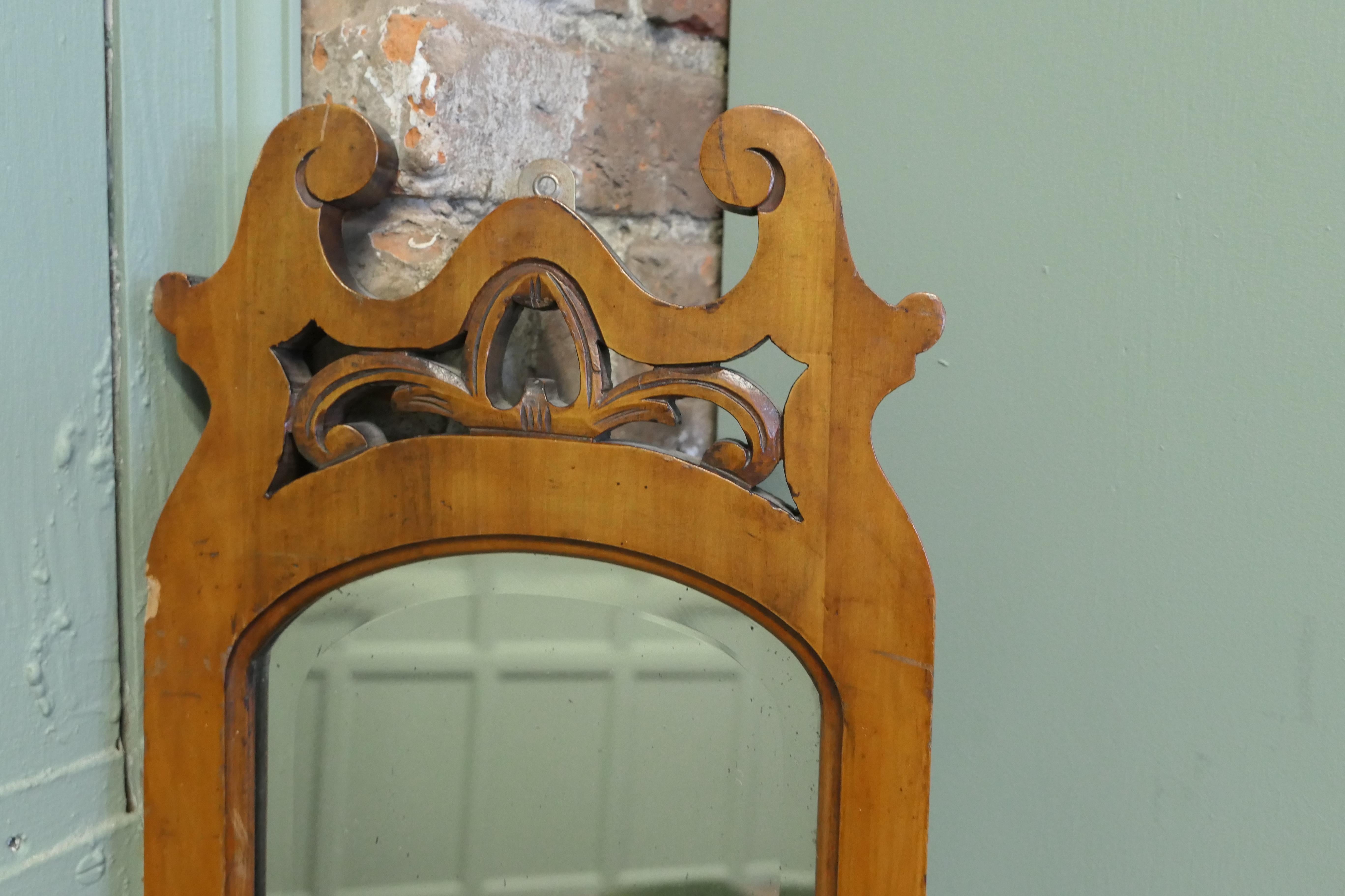 Arts and Crafts Long Narrow Walnut Dressing Mirror 2