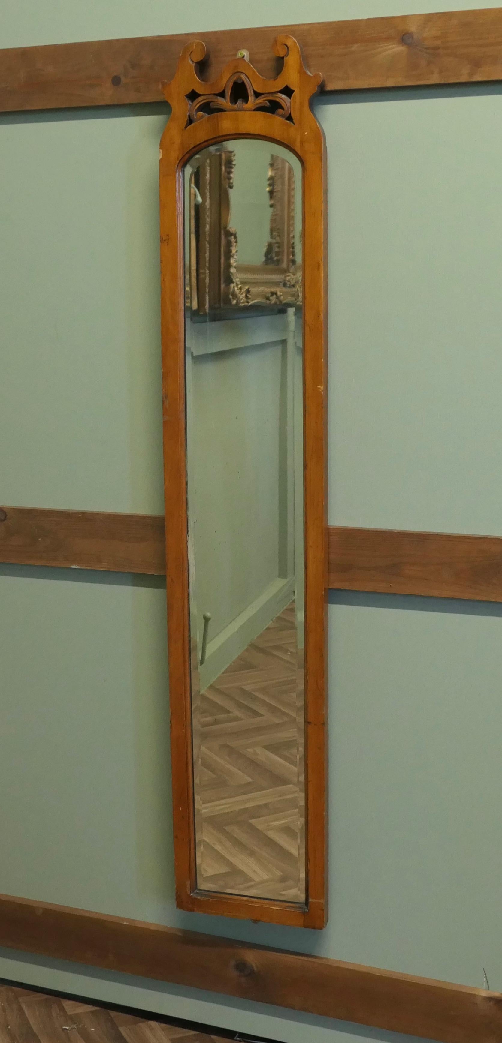 Arts and Crafts Long Narrow Walnut Dressing Mirror 3
