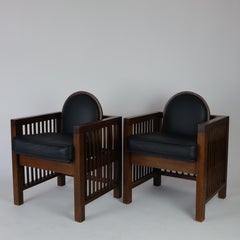 Arts and Crafts Lounge Chairs Oak Pair