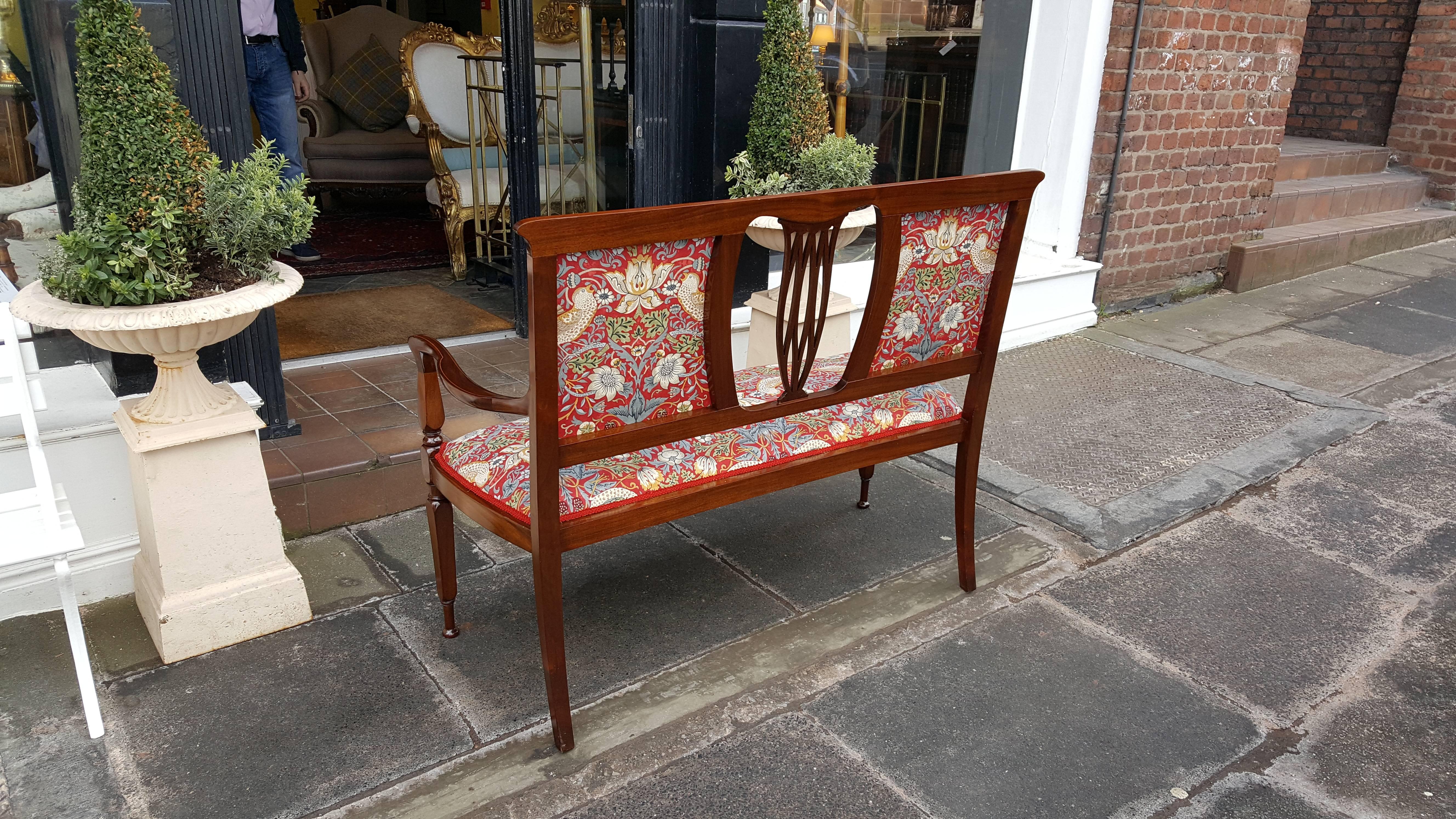 Upholstery Arts & Crafts Mahogany Two-Seat Settee