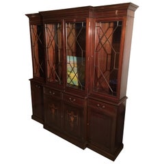 Arts 
Crafts Mahogany Glass Display Cabinet with Beautiful Inlays