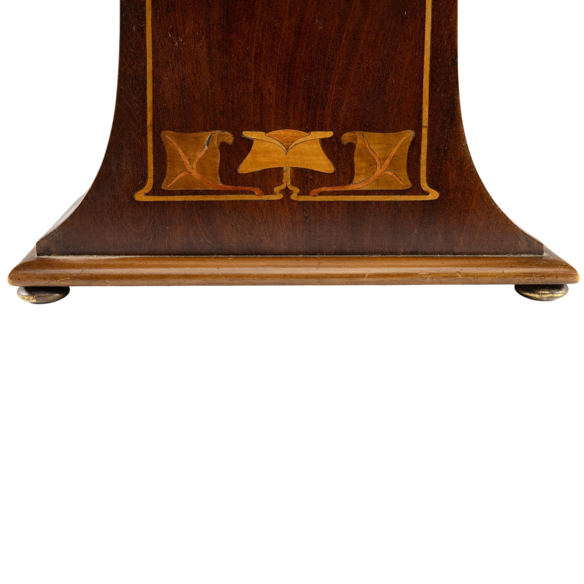 Arts and Crafts Mahogany Mantle Clock with Floral Inlay by Liberty & Co. For Sale 2